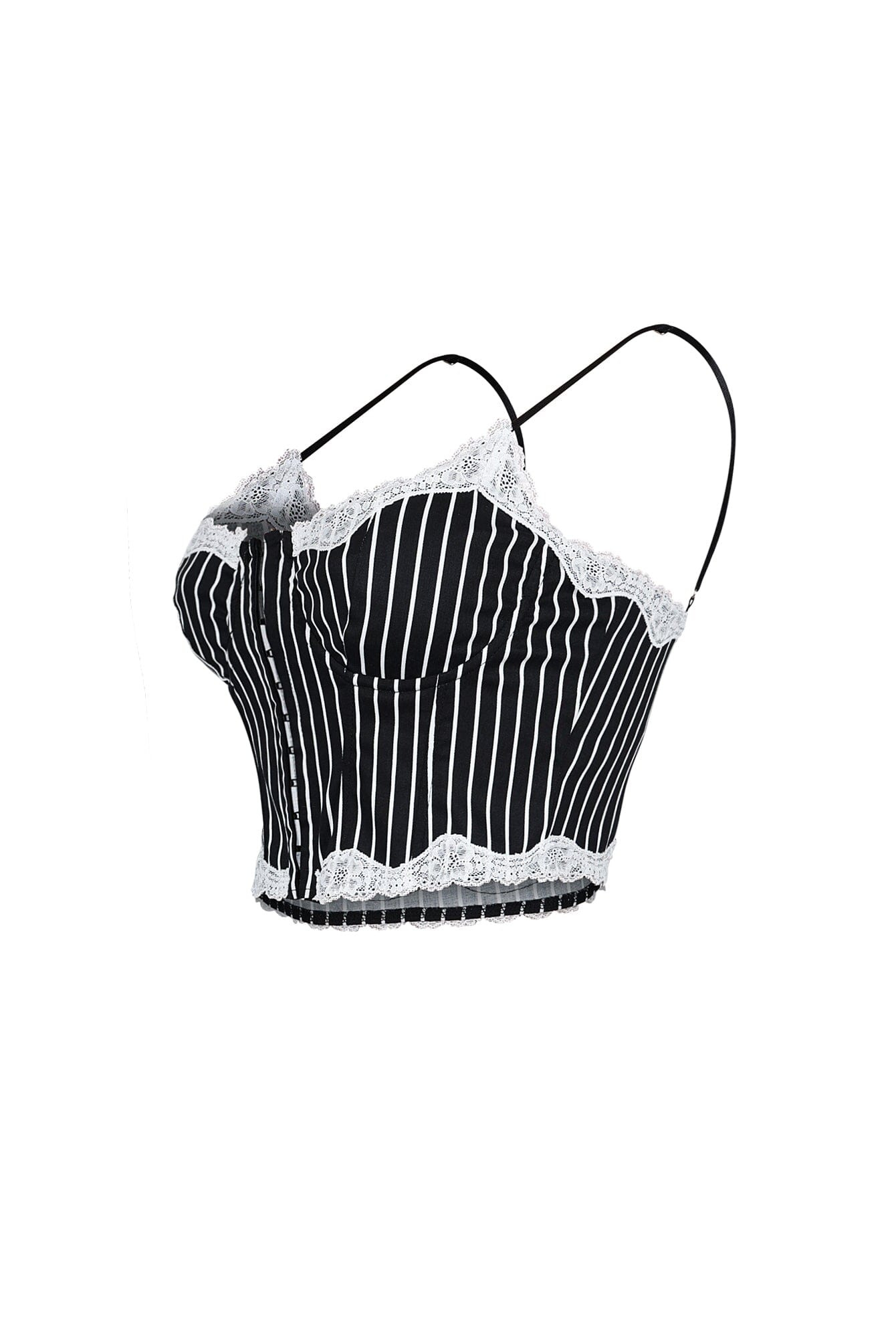 Becky Pinstripe Lace Trim Bustier Top