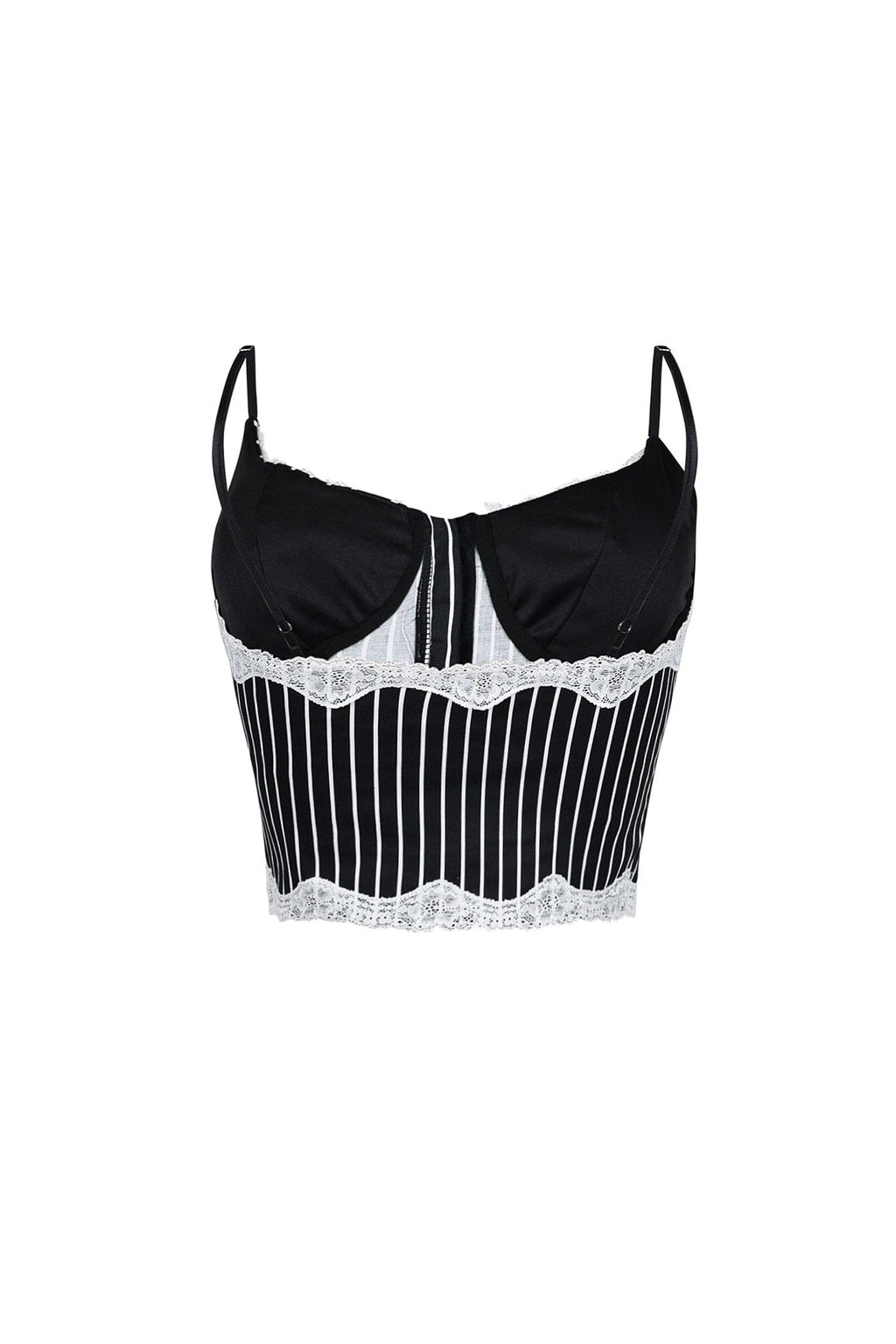 Becky Pinstripe Lace Trim Bustier Top
