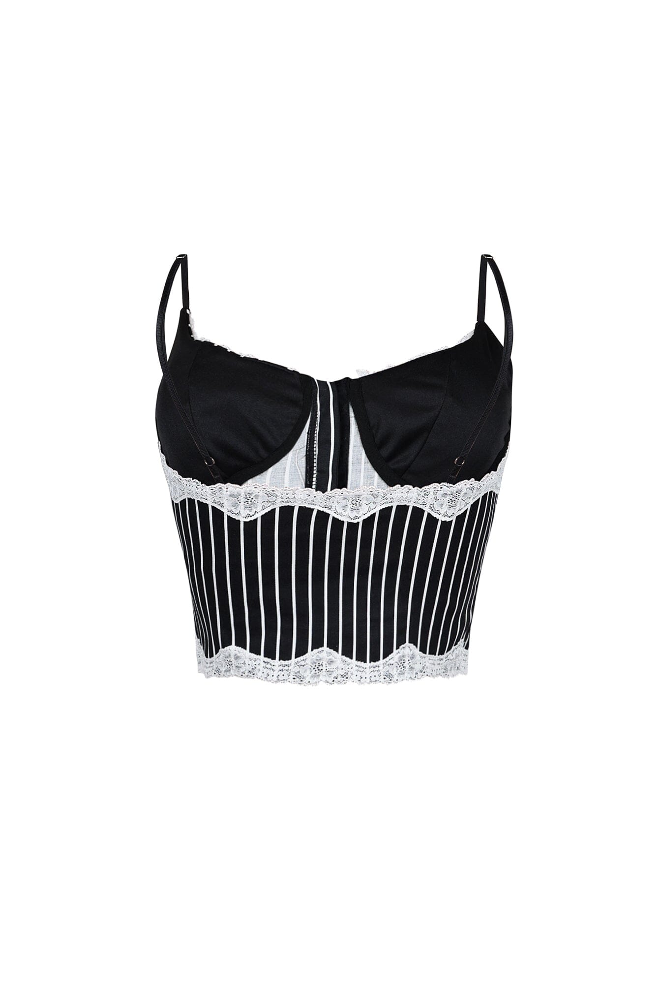 Becky Pinstripe Lace Trim Bustier Top