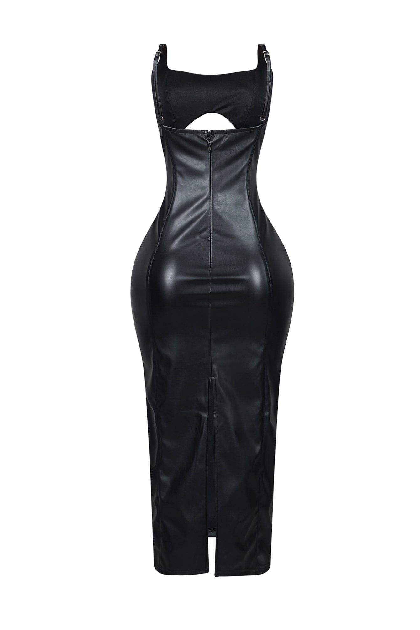 Elisha Faux Leather Cutout Maxi Dress