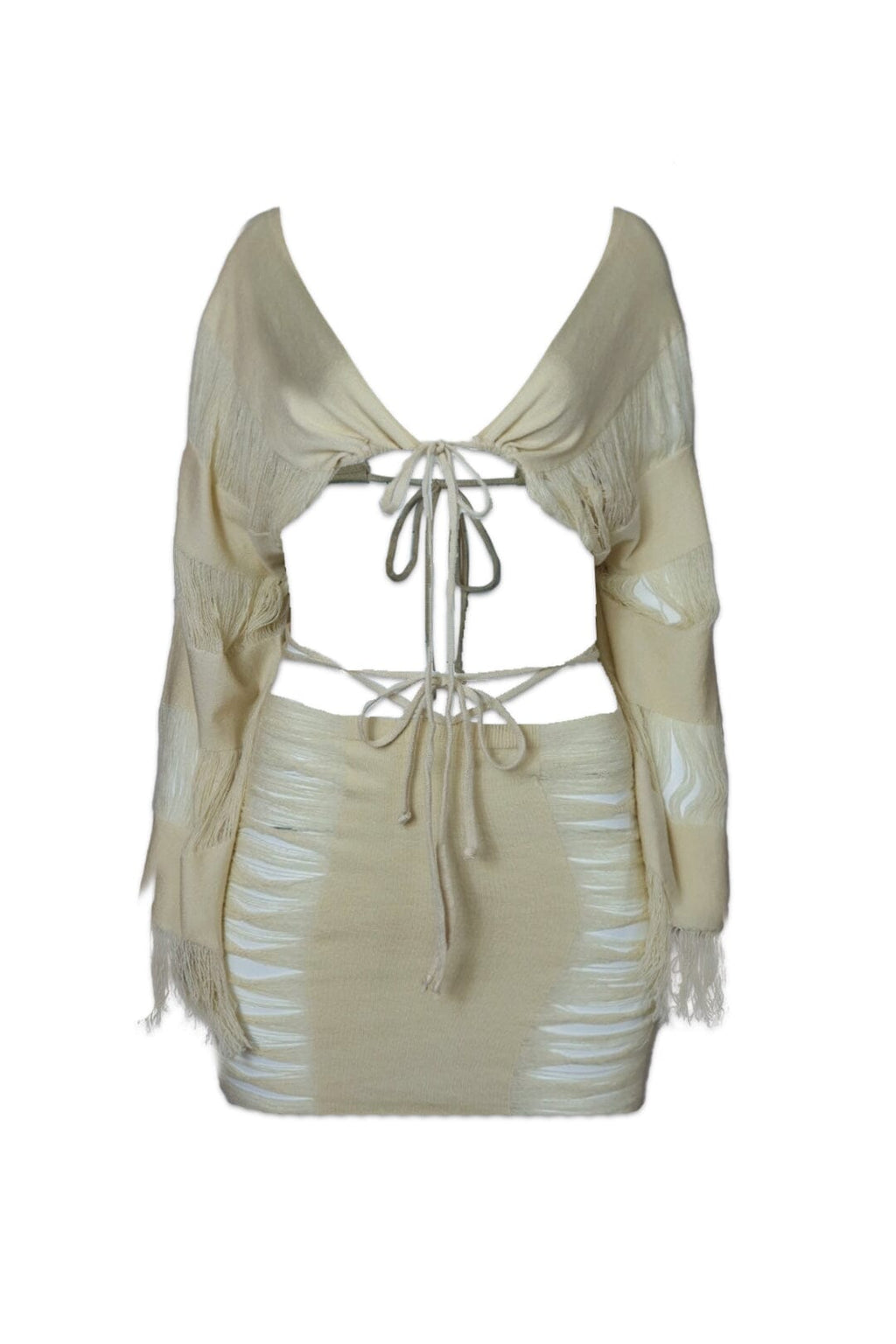 Saint Lucia Distressed Open Top & Mini Skirt SET