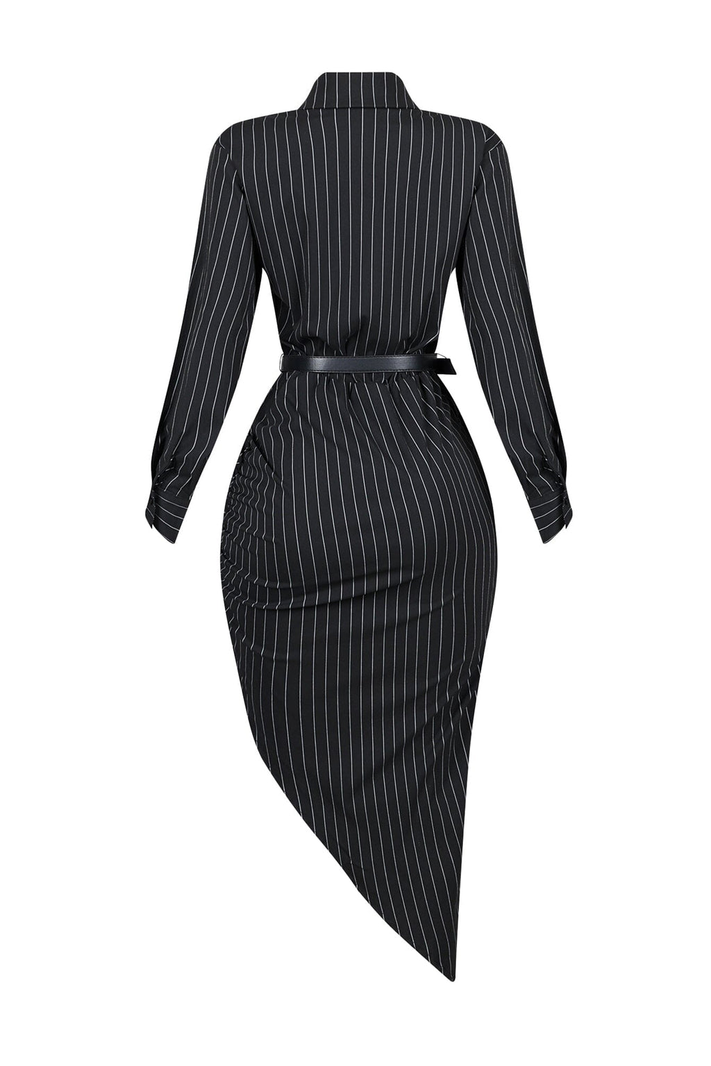 Eileen Pin Stripe Collared Maxi Dress With Belt