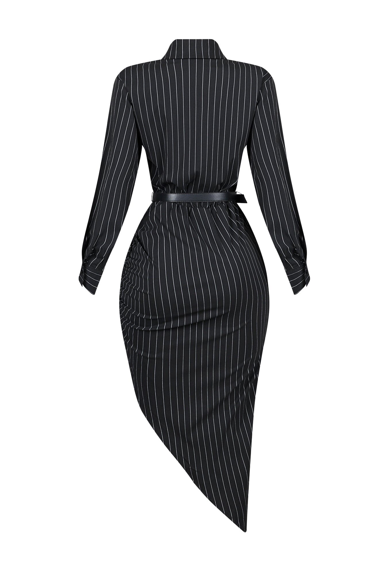 Eileen Pin Stripe Collared Maxi Dress With Belt