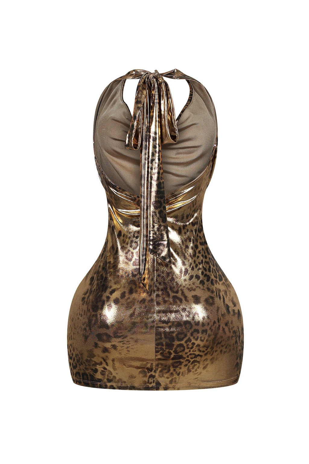 Amika Cowl Neck Foil Print Mini Dress