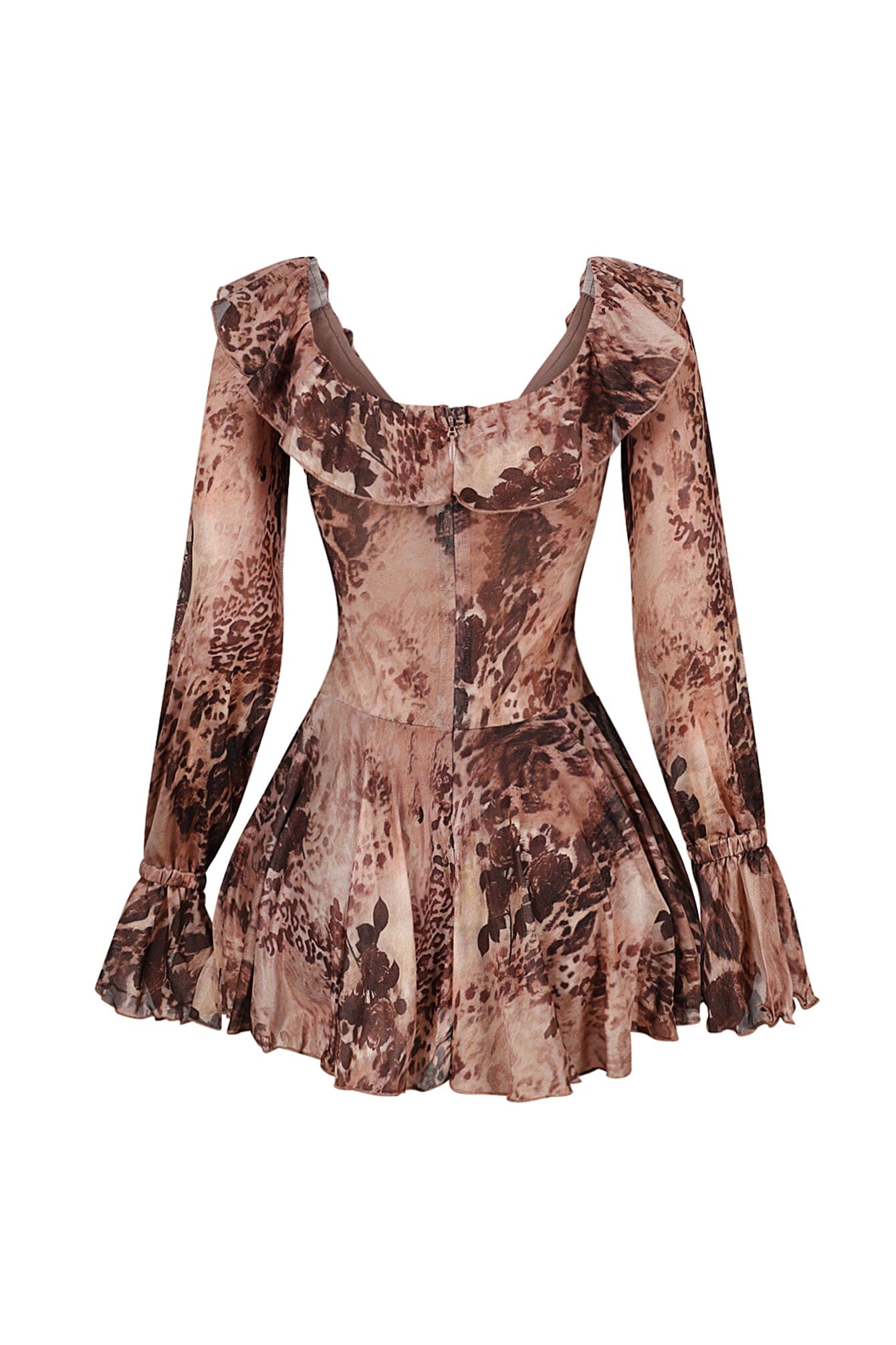 Delani Mesh Leopard Off Shoulder Dress