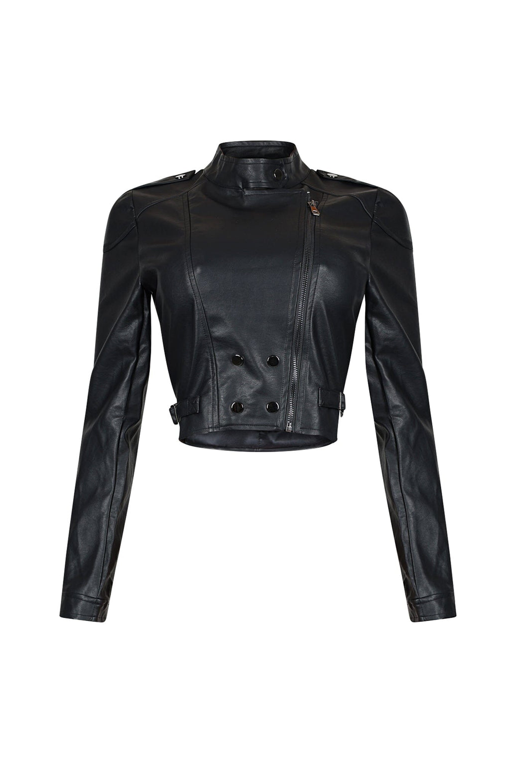 Alina Faux Leather Button Jacket