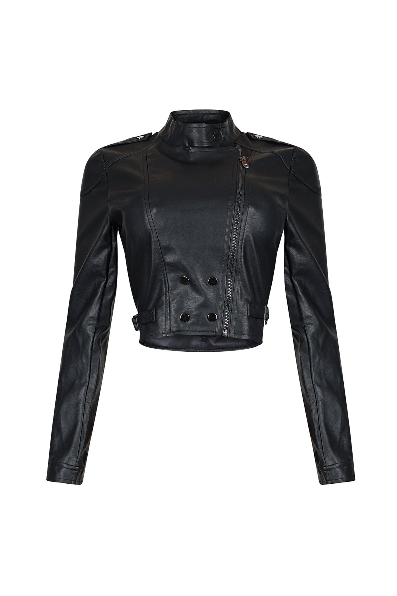 Alina Faux Leather Button Jacket