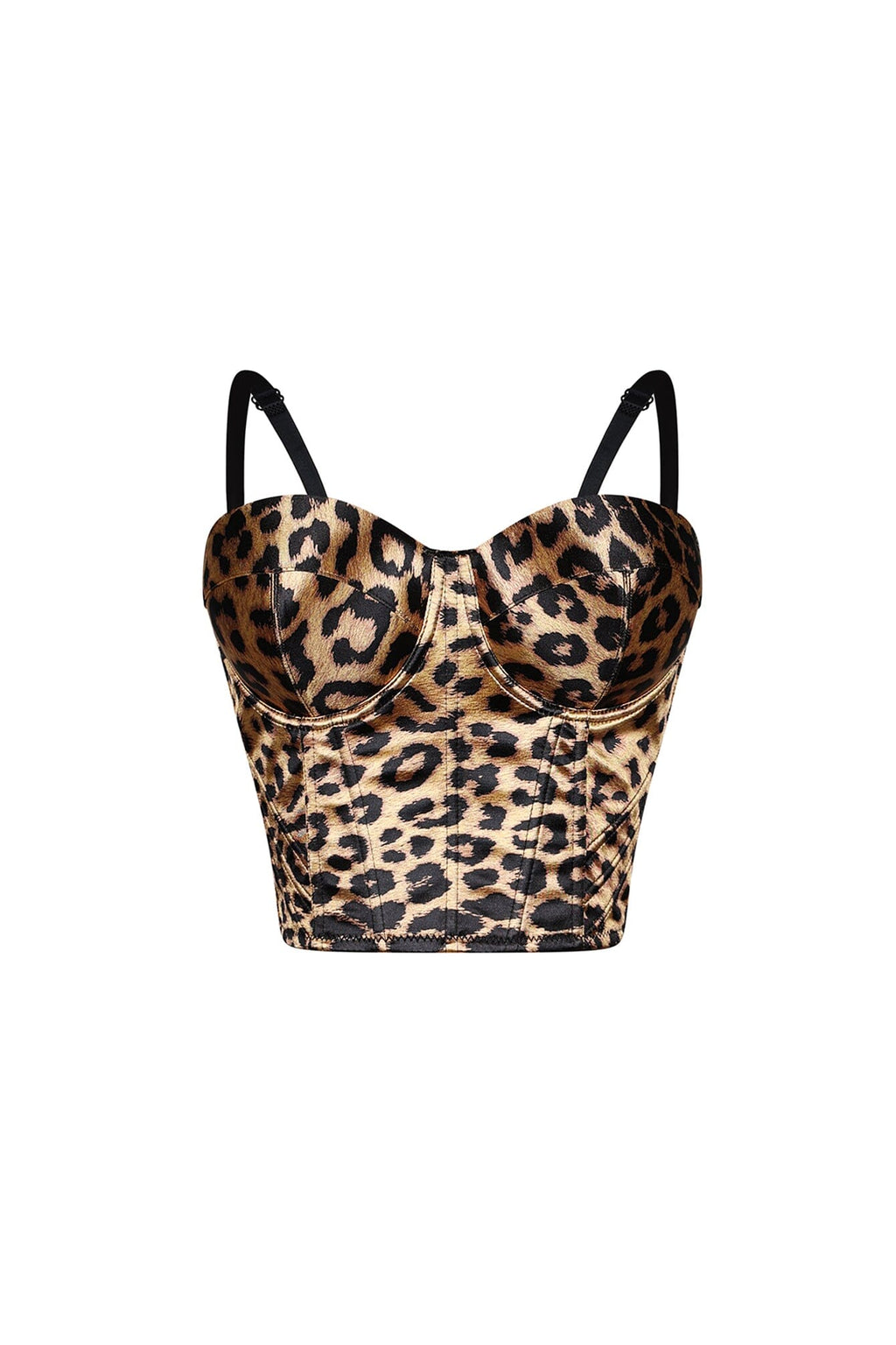 Andie Satin Leopard Bustier Corset Top