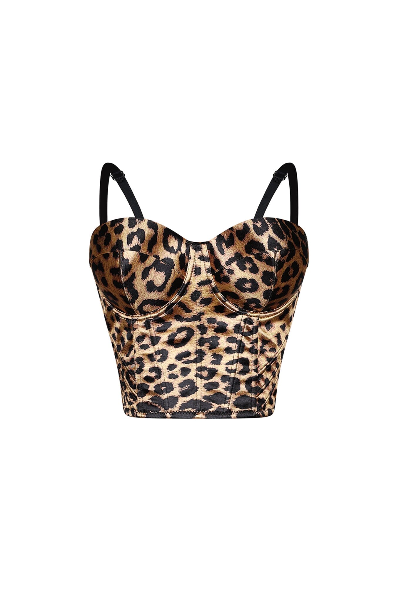 Andie Satin Leopard Bustier Corset Top