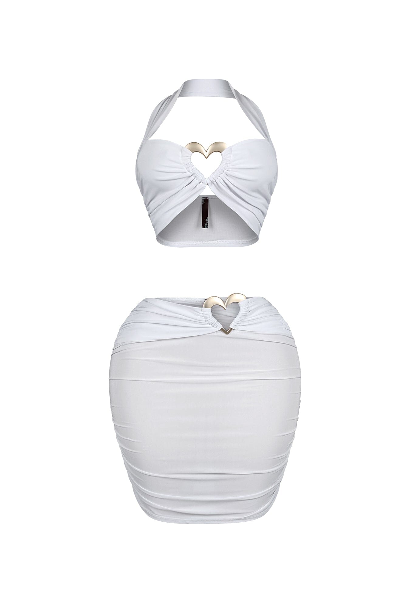 Lynn Heart Gold Trim Halter Top & Skirt SET