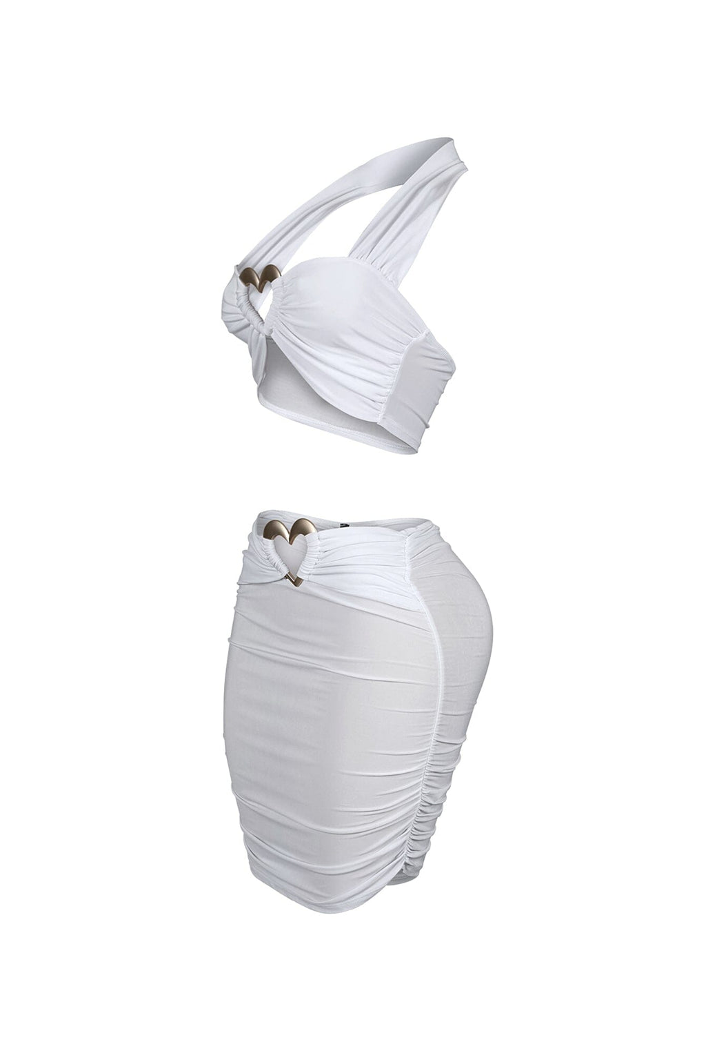 Lynn Heart Gold Trim Halter Top & Skirt SET