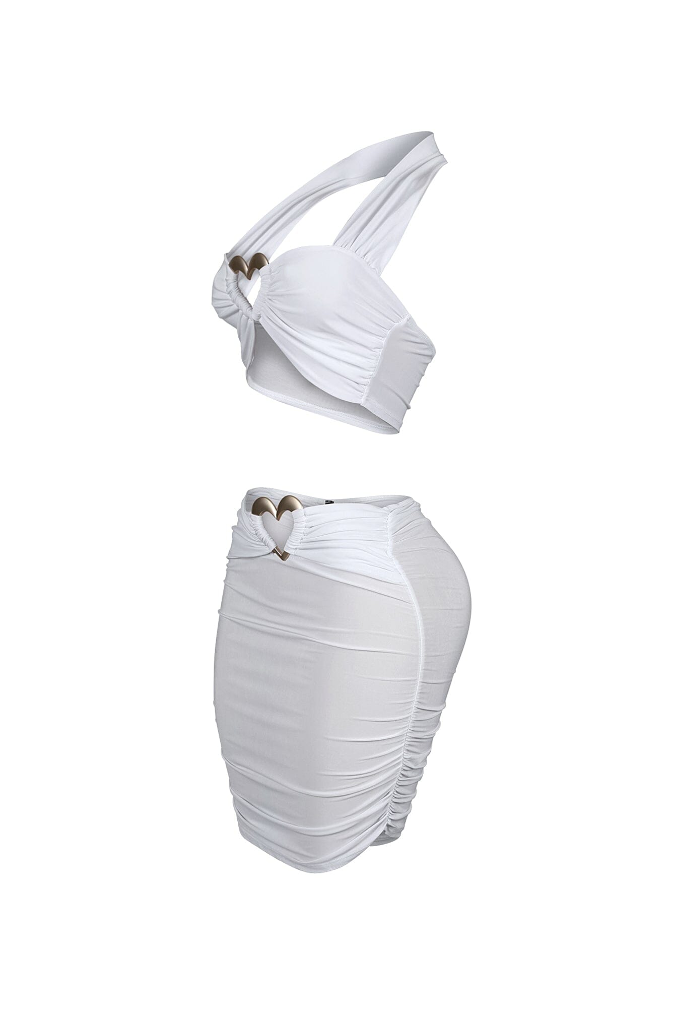 Lynn Heart Gold Trim Halter Top & Skirt SET