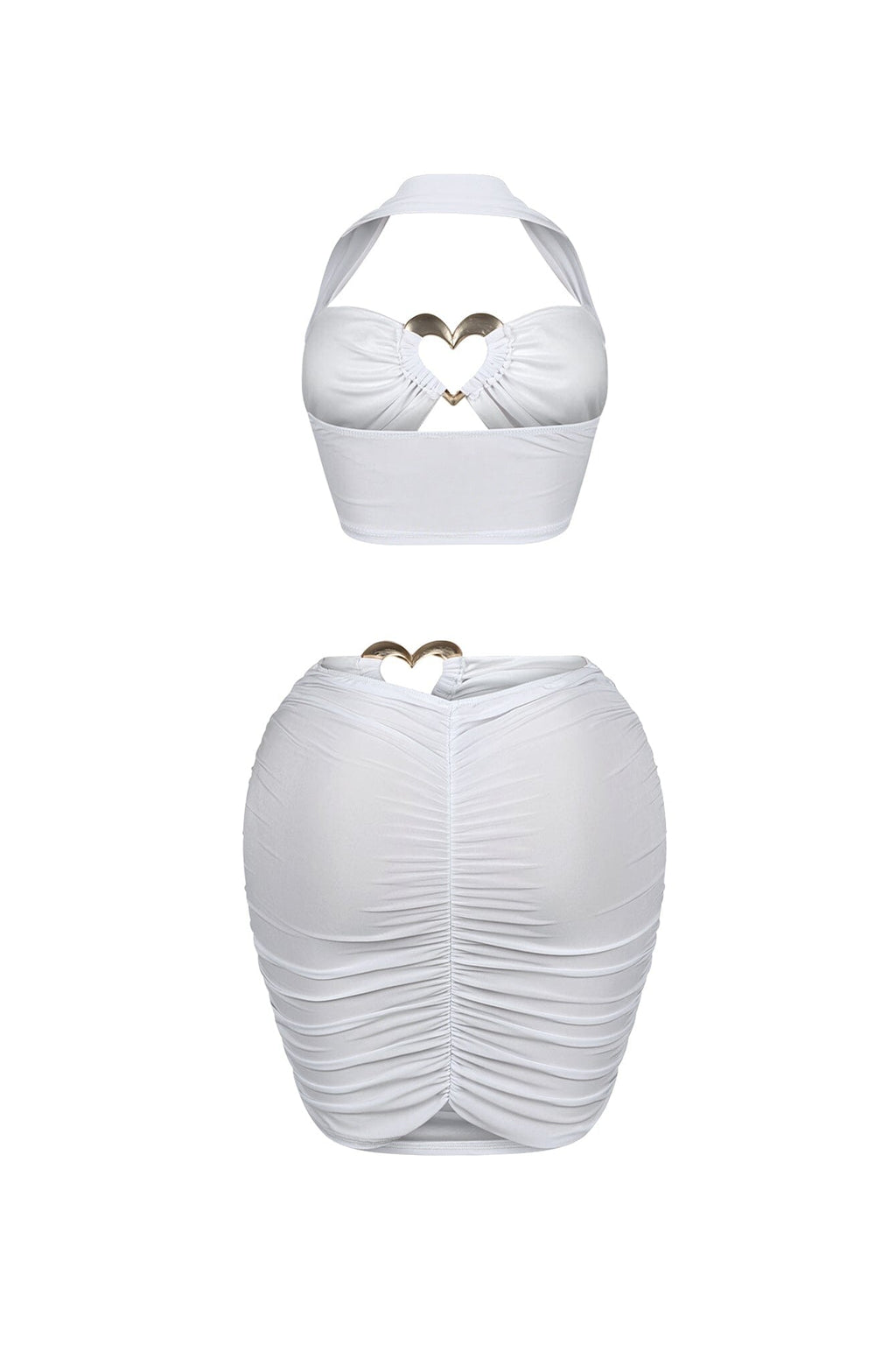 Lynn Heart Gold Trim Halter Top & Skirt SET