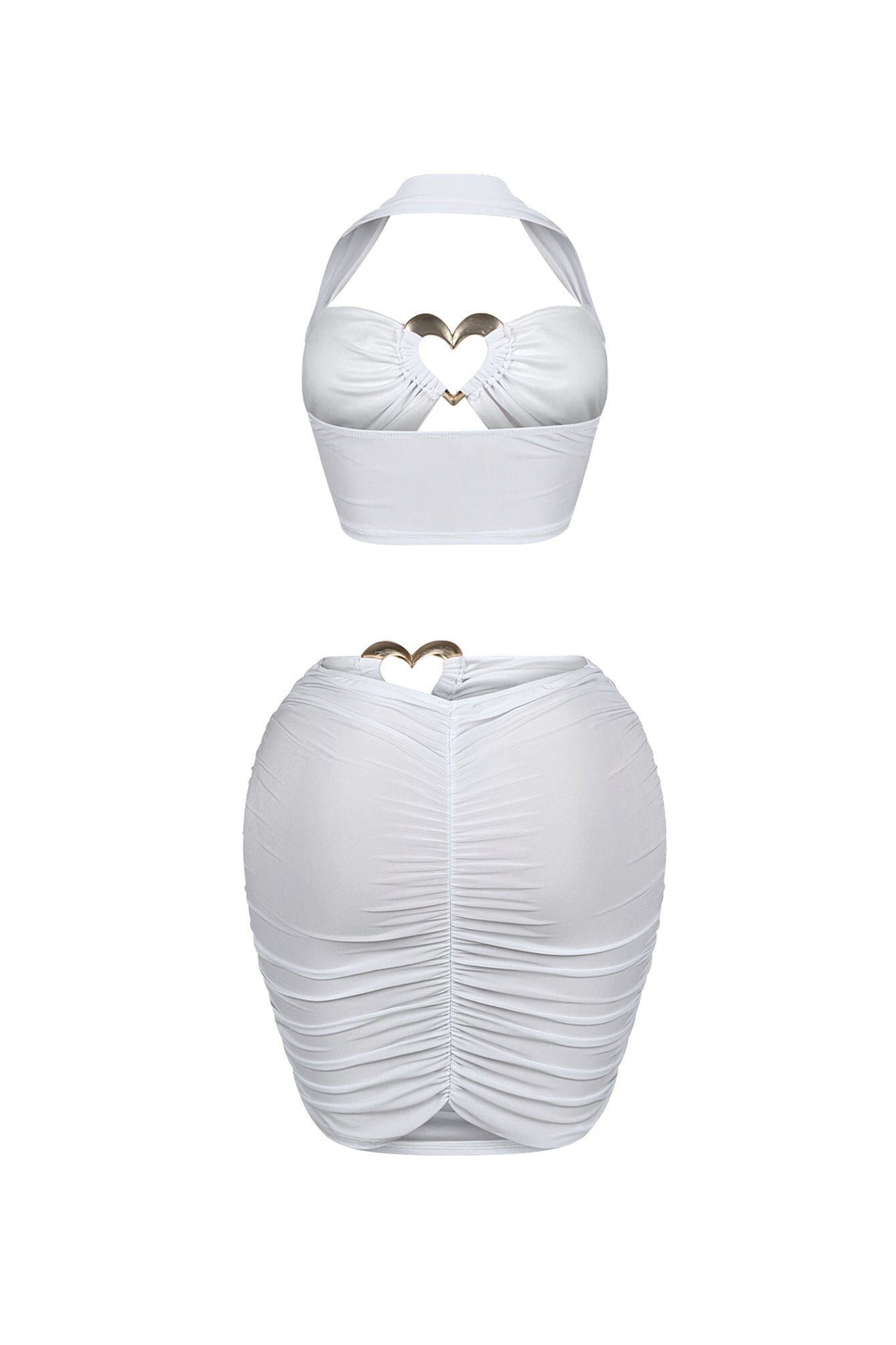 Lynn Heart Gold Trim Halter Top & Skirt SET