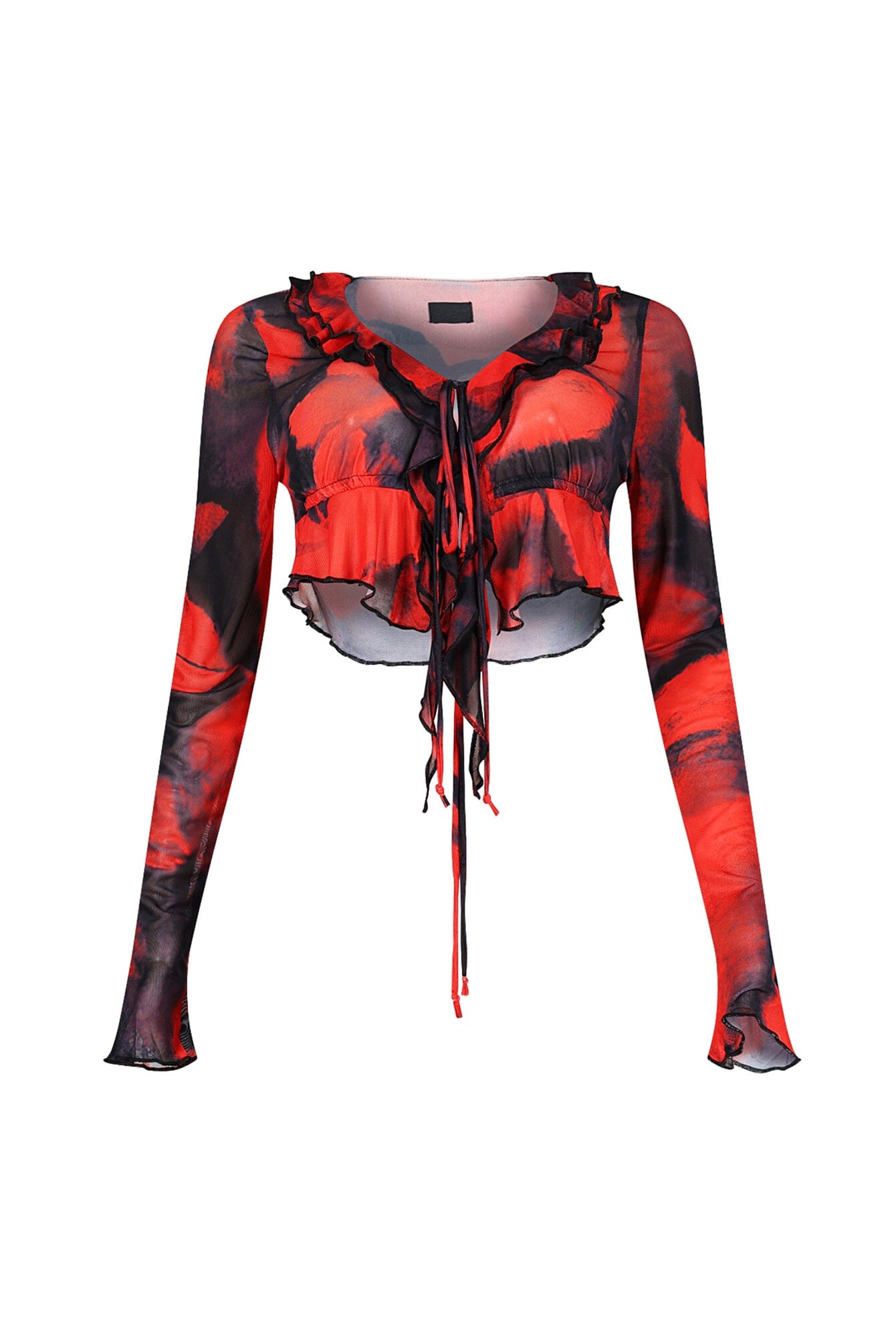 Amelia Mesh Print Ruffle Top