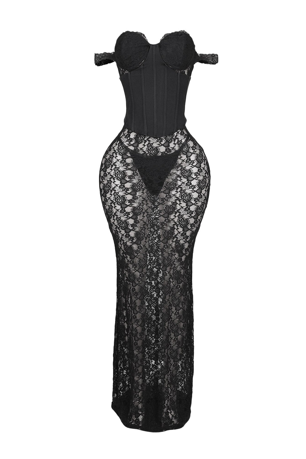 Maila Lace Corset Maxi Dress With Underwear