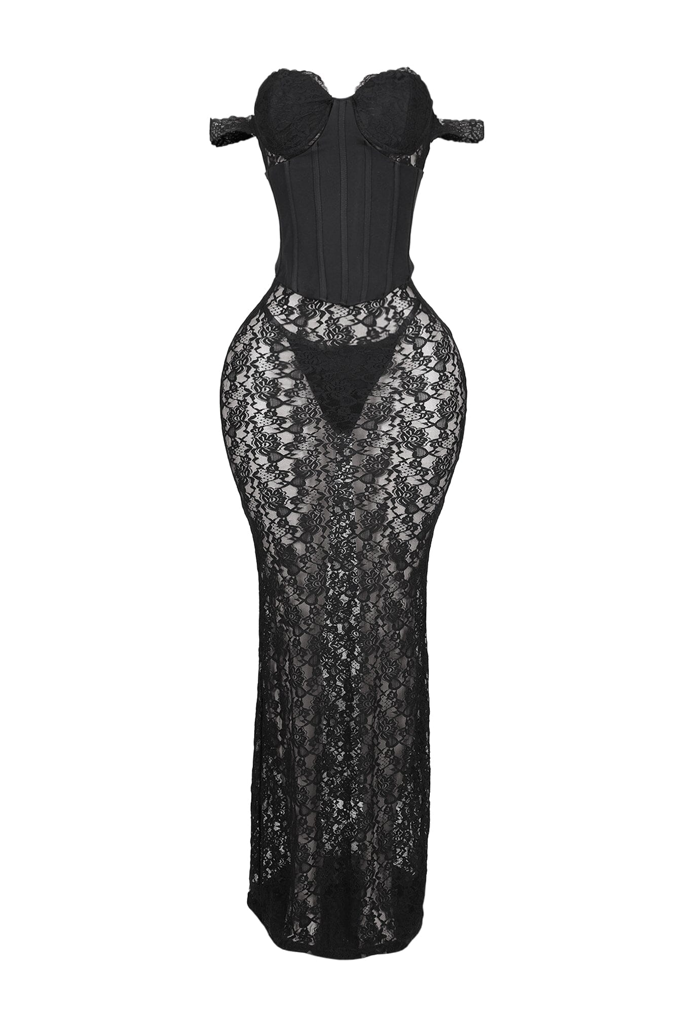 Maila Lace Corset Maxi Dress With Underwear