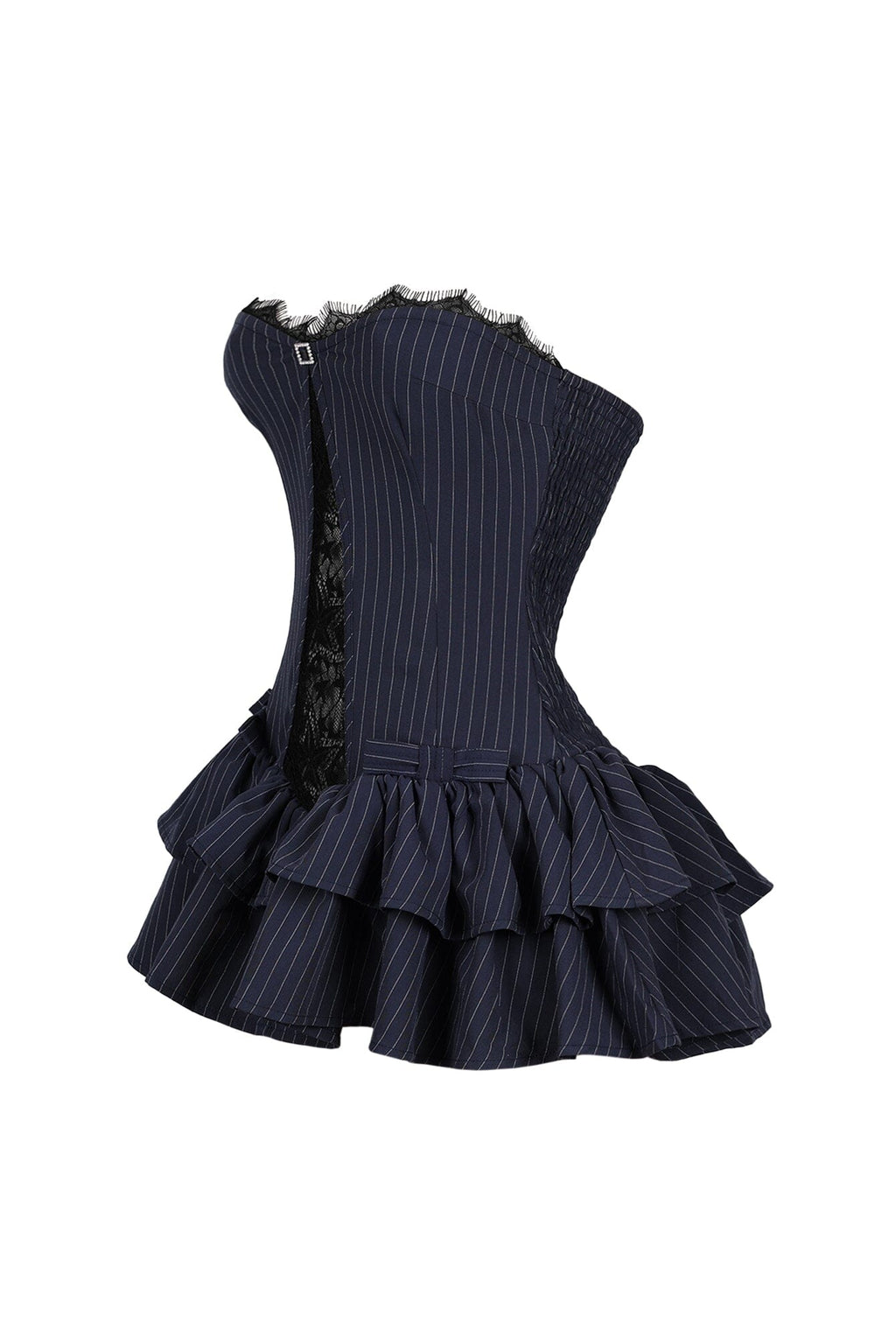 Cecily Pin Stripe Tube Lace Mini Dress