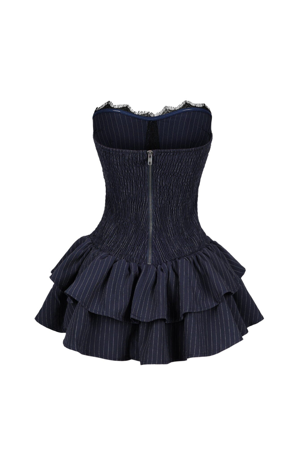 Cecily Pin Stripe Tube Lace Mini Dress