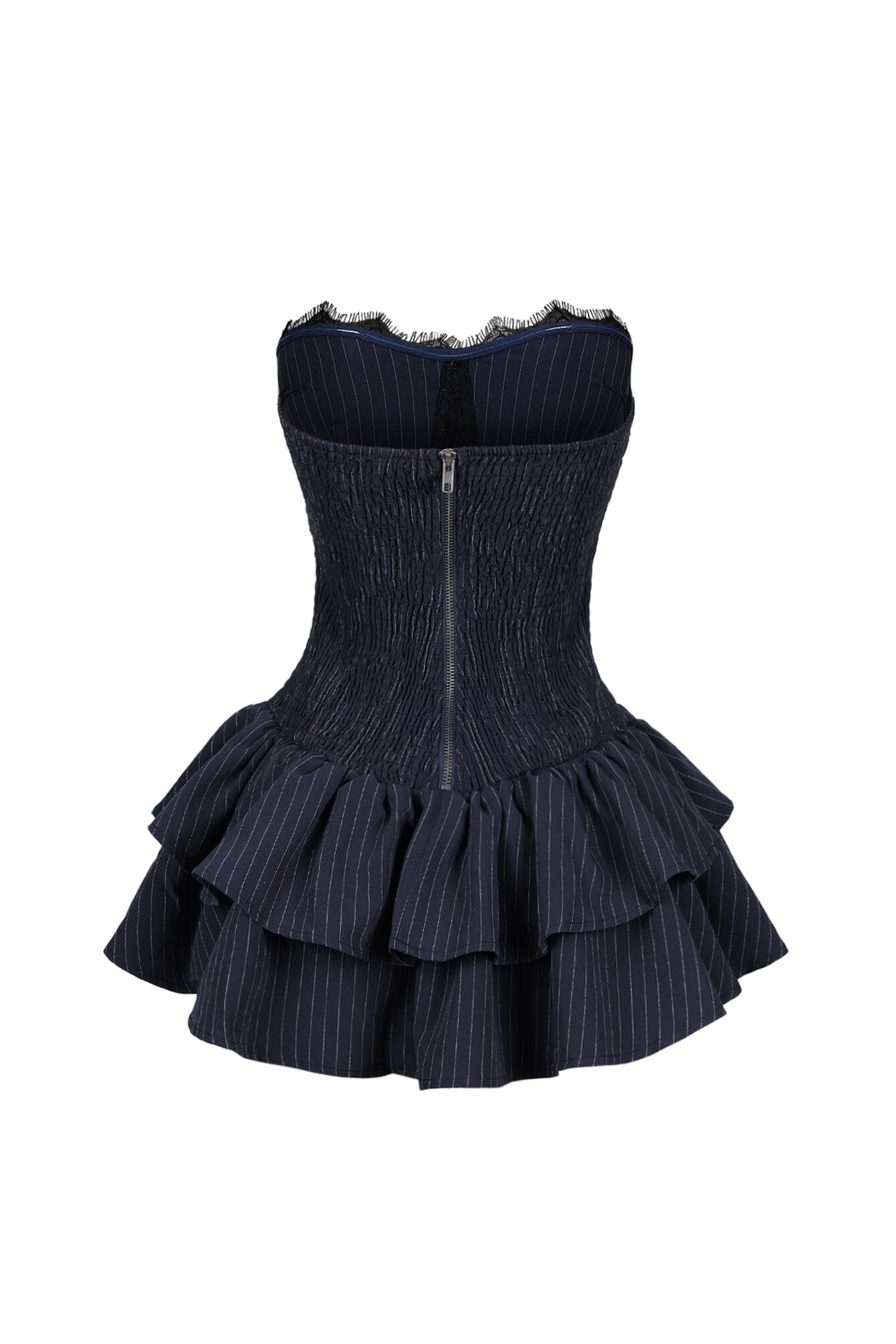 Cecily Pin Stripe Tube Lace Mini Dress