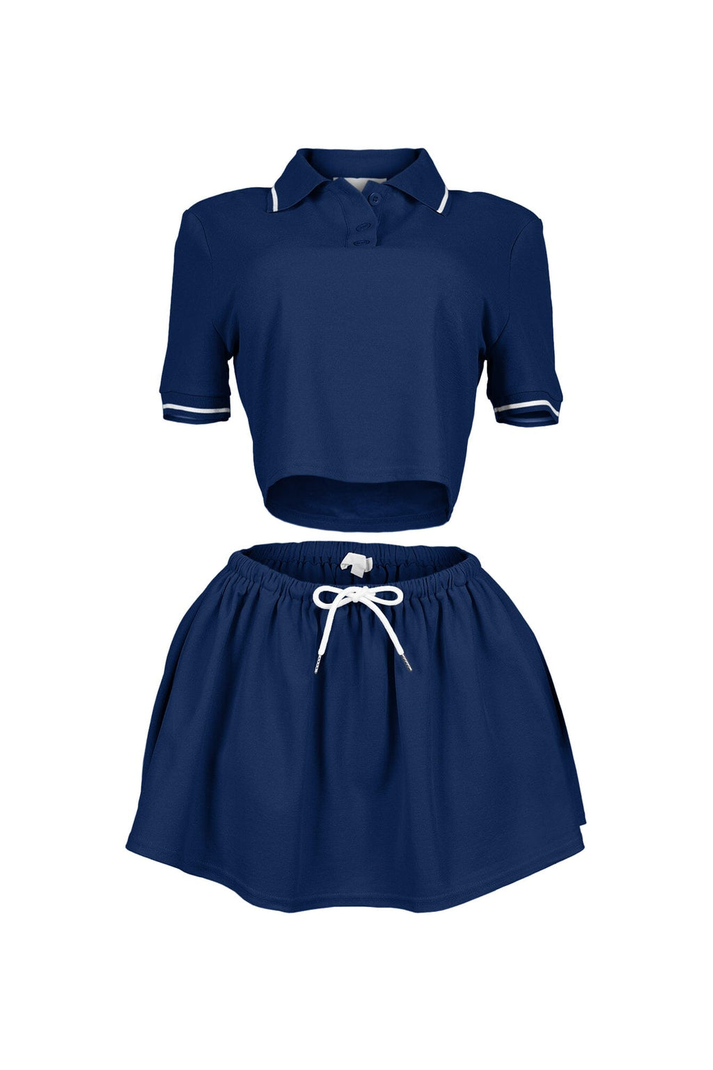 Pamela Polo Trim Crop Top & Skirt SET