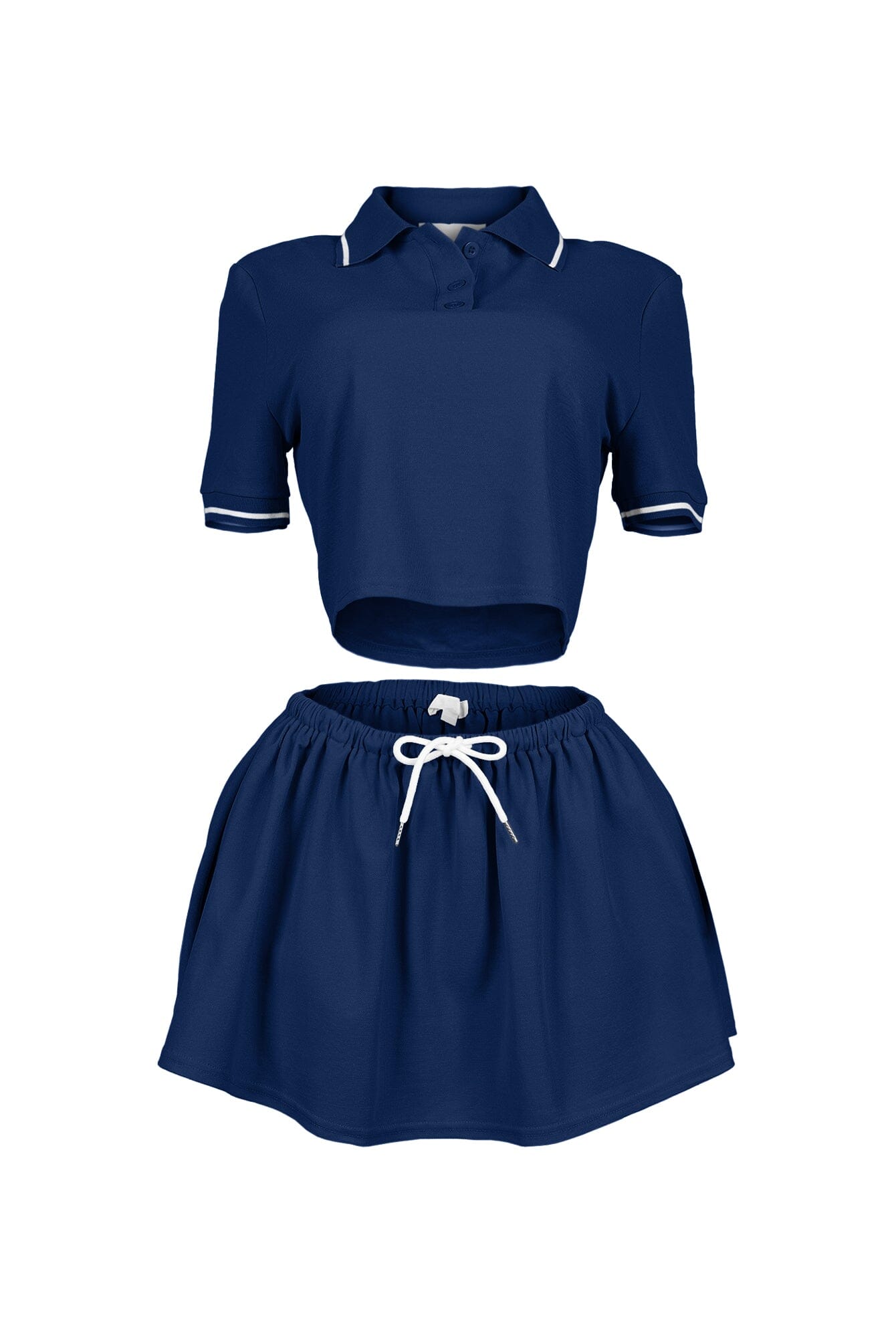 Pamela Polo Trim Crop Top & Skirt SET