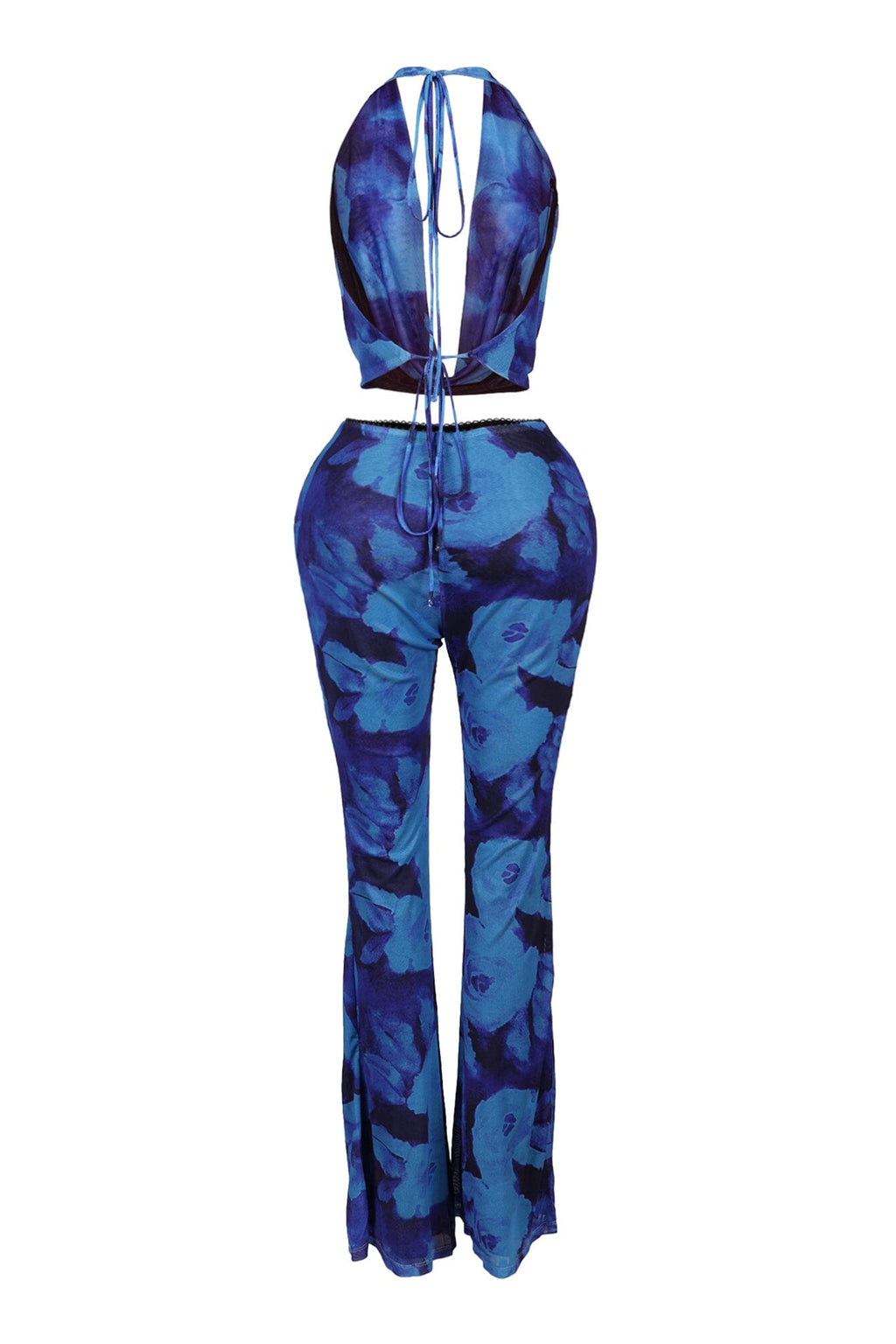 Georgina Floral Print Mesh Halter Top & Pants SET