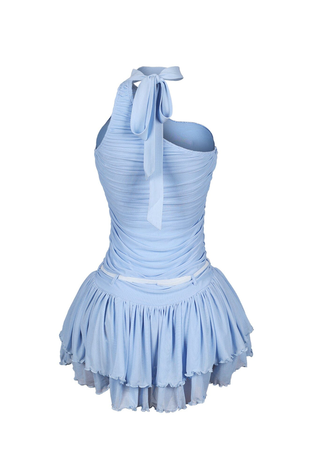 Madeline Mesh One Shoulder Mini Dress With Belt