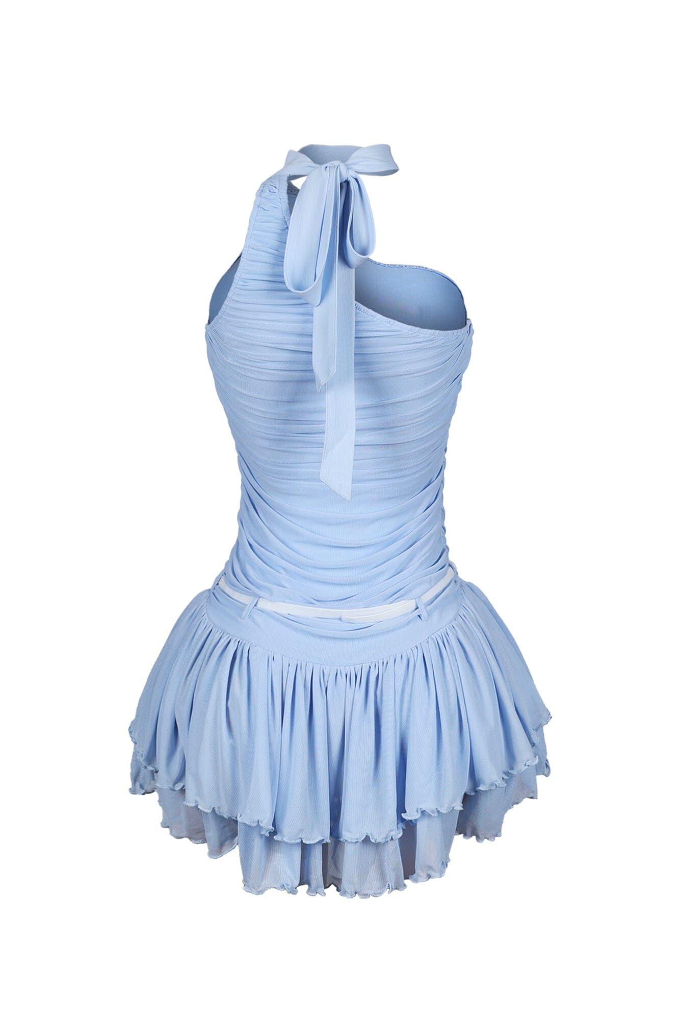 Madeline Mesh One Shoulder Mini Dress With Belt