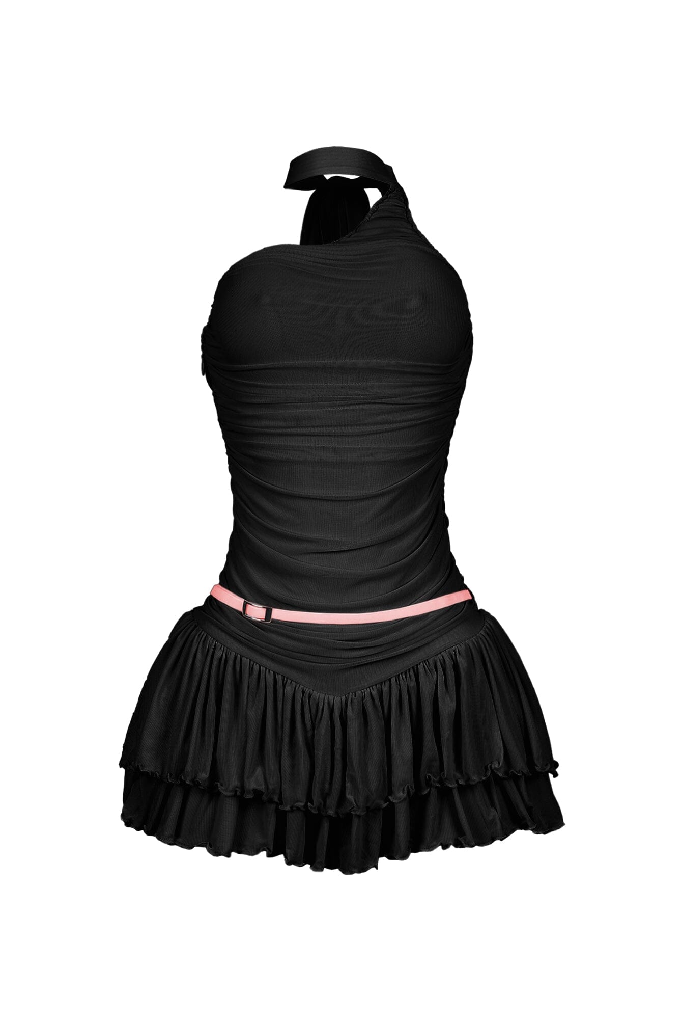 Madeline Mesh One Shoulder Mini Dress With Belt