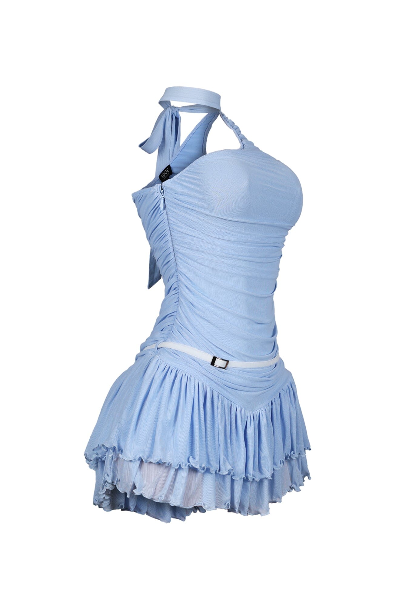 Madeline Mesh One Shoulder Mini Dress With Belt