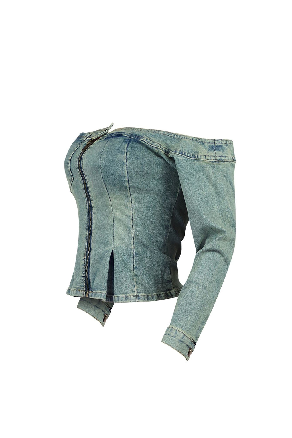 Palmer Vintage Washed Off Shoulder Denim Top