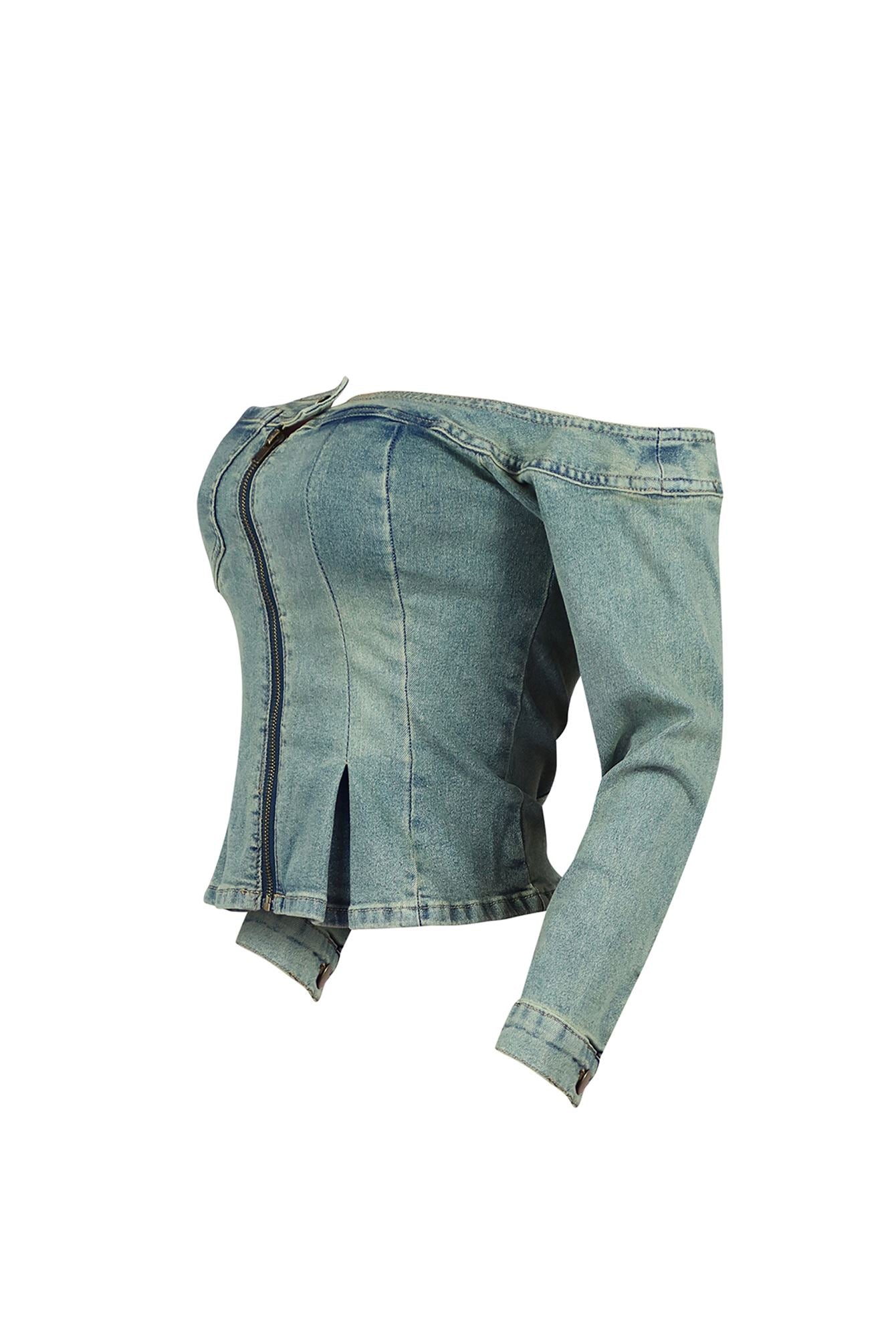 Palmer Vintage Washed Off Shoulder Denim Top