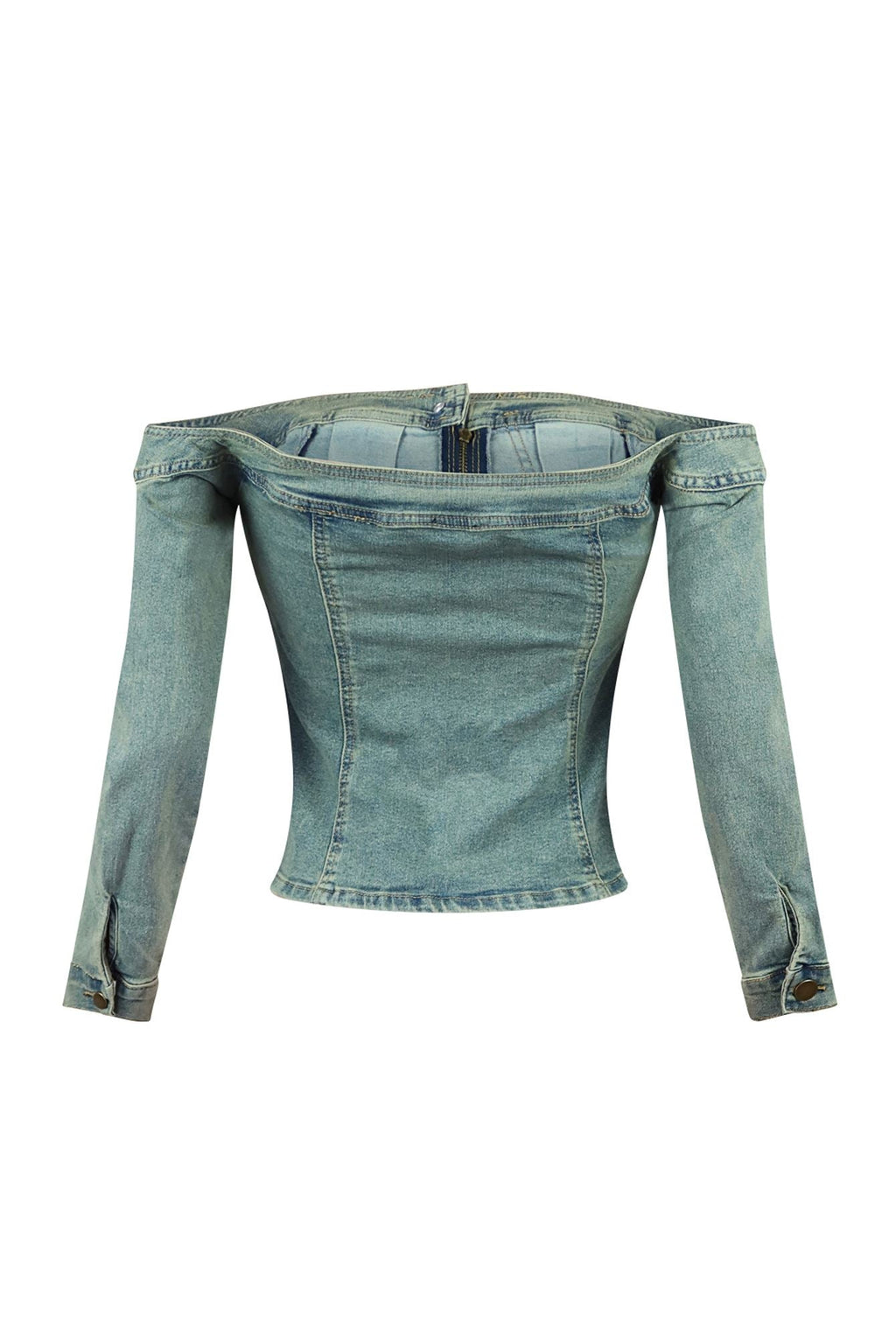 Palmer Vintage Washed Off Shoulder Denim Top