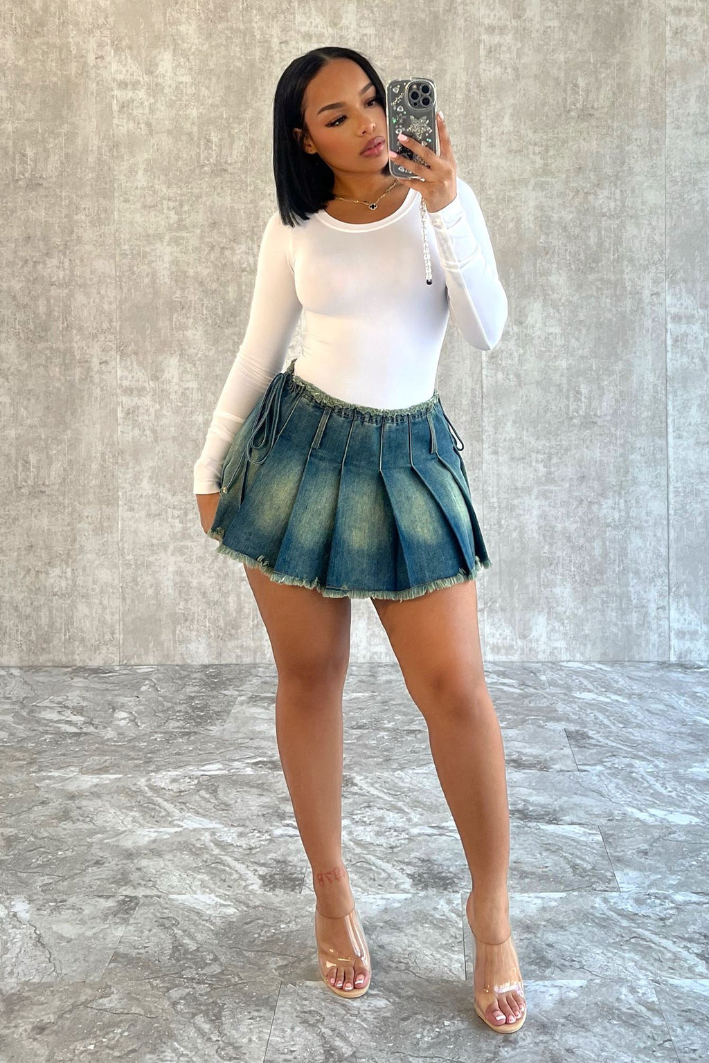 Theo Vintage Washed Pleated Skirt