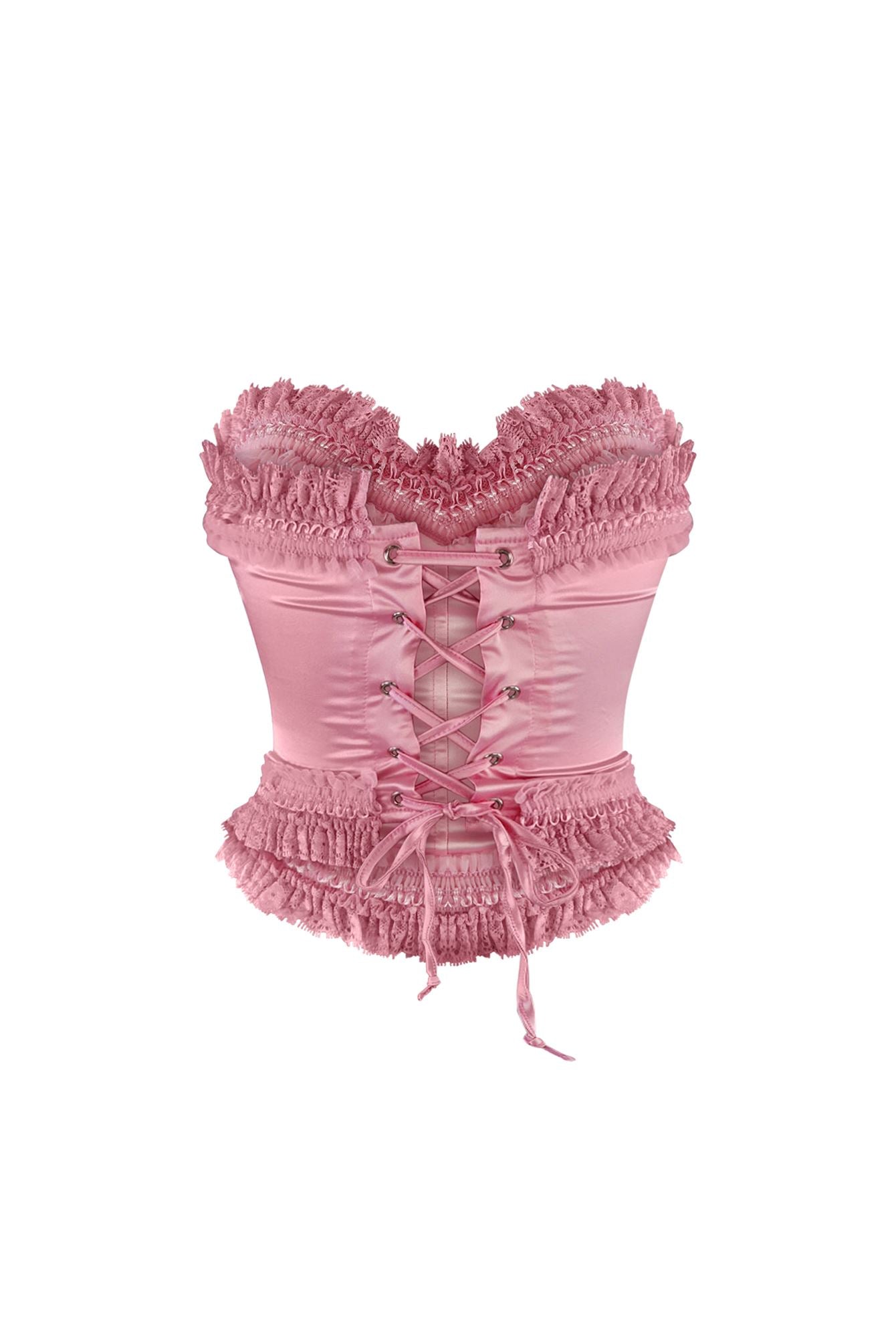 Rococo Lace Trim Satin Corset