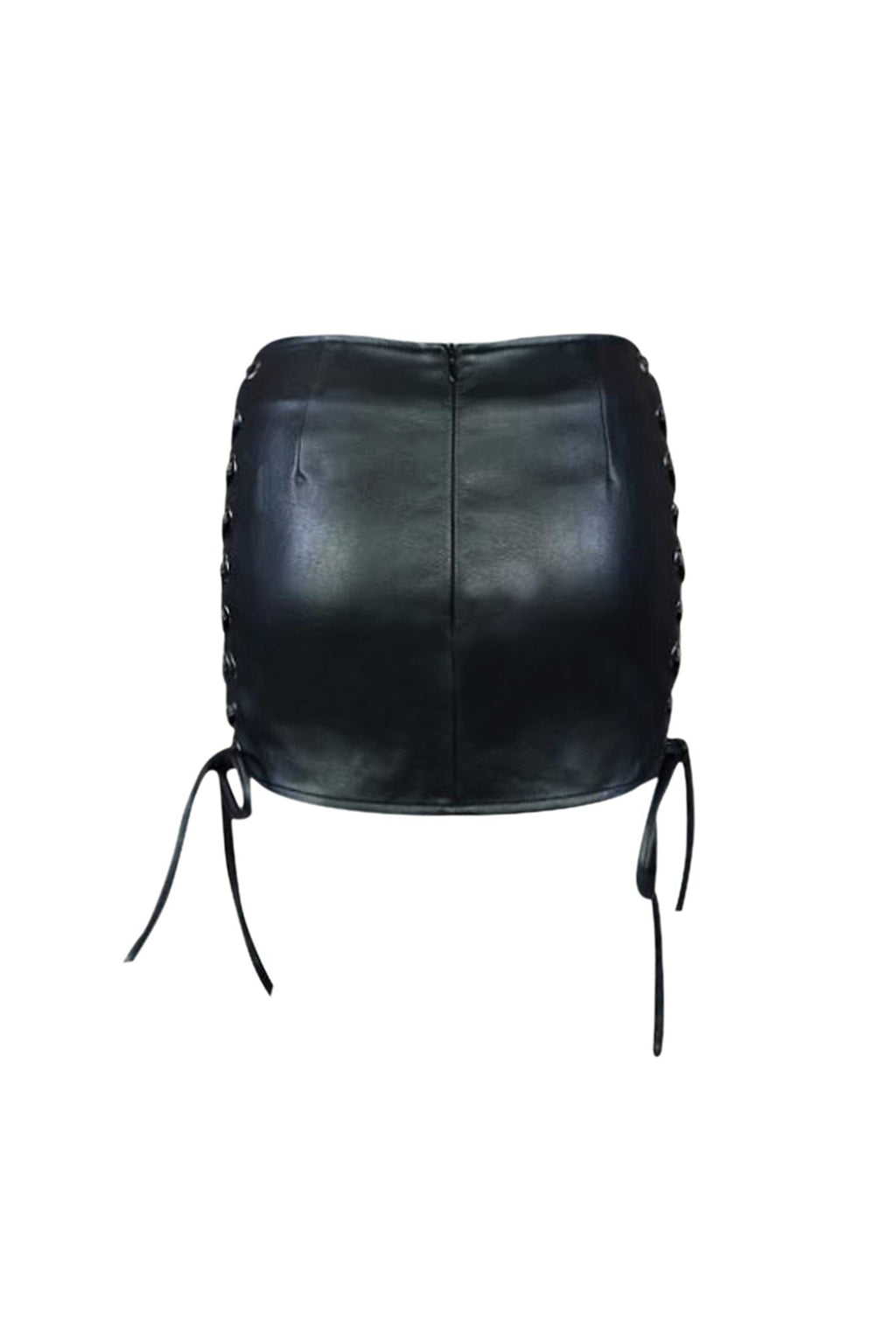 Risky Side Lace Up Faux Leather Mini Skirt