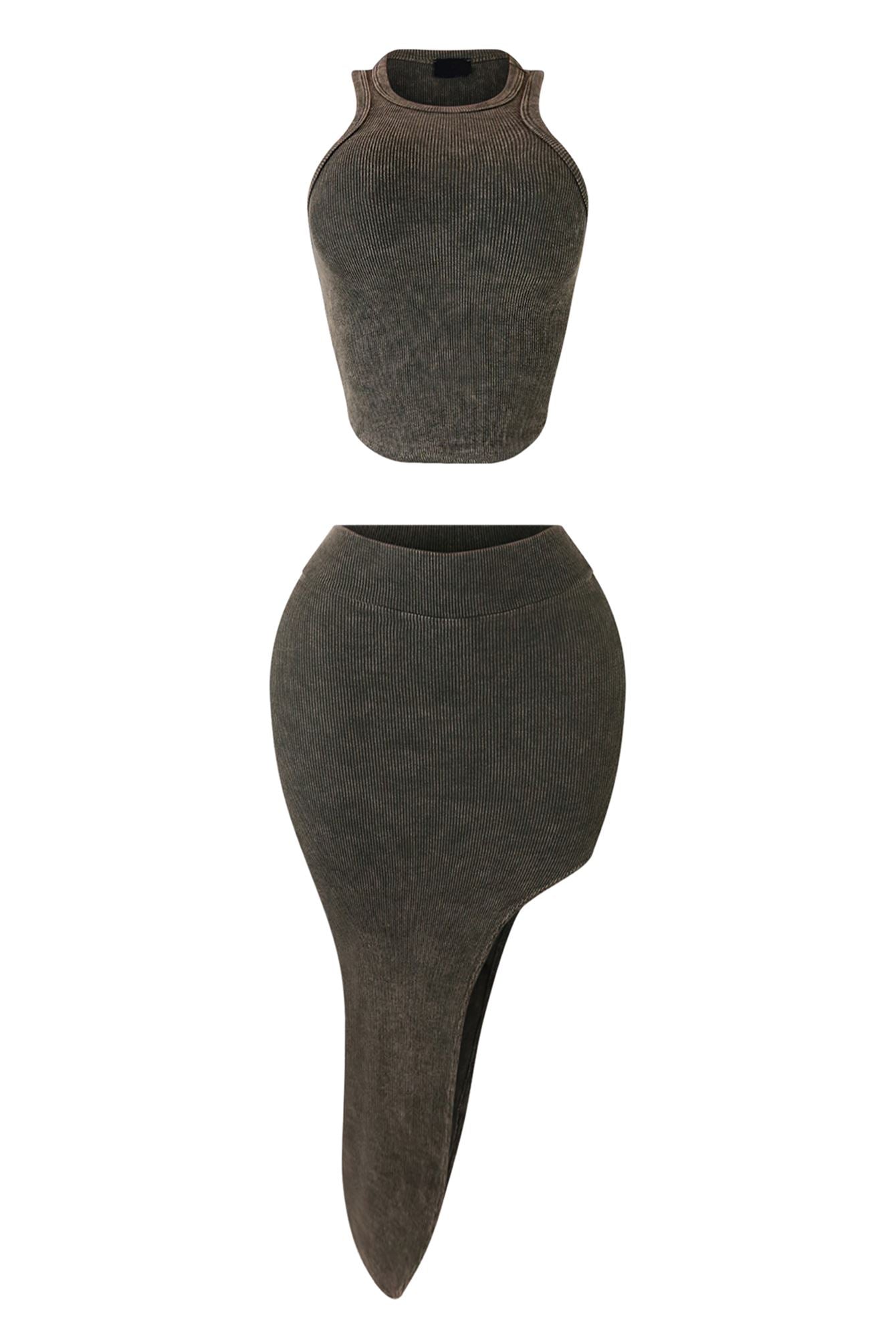 Still Your Best Mineral Washed Top& Skirt SET