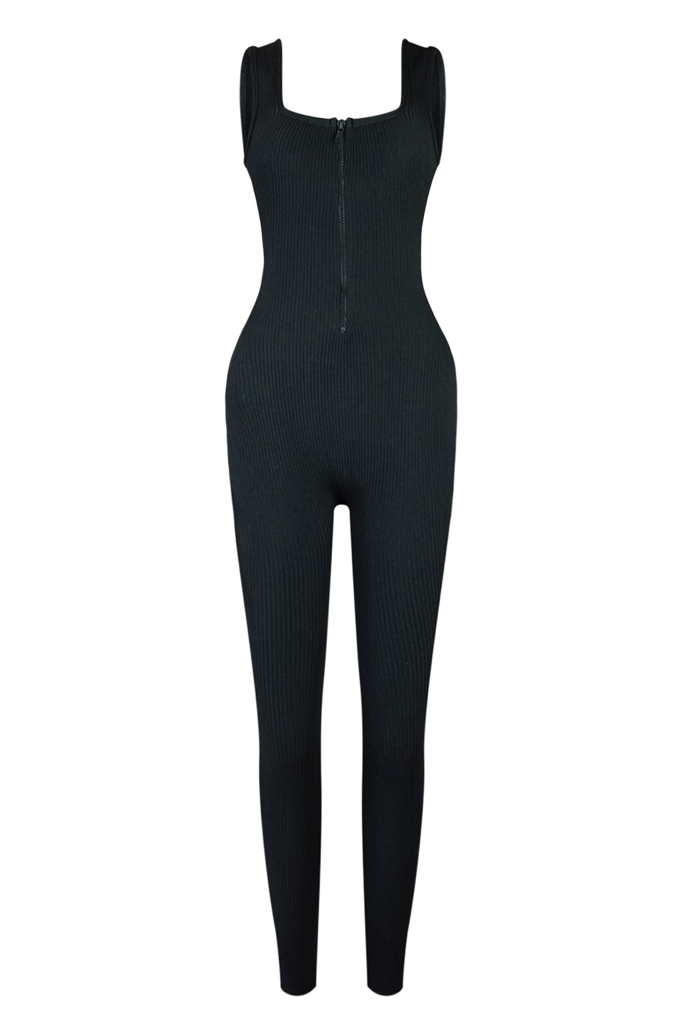 Robin Ribbed Knit Zip Up Jumpsuit