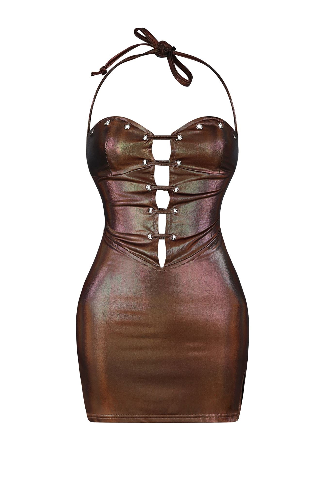 Sofia Eyelet Lace Up Mini Dress