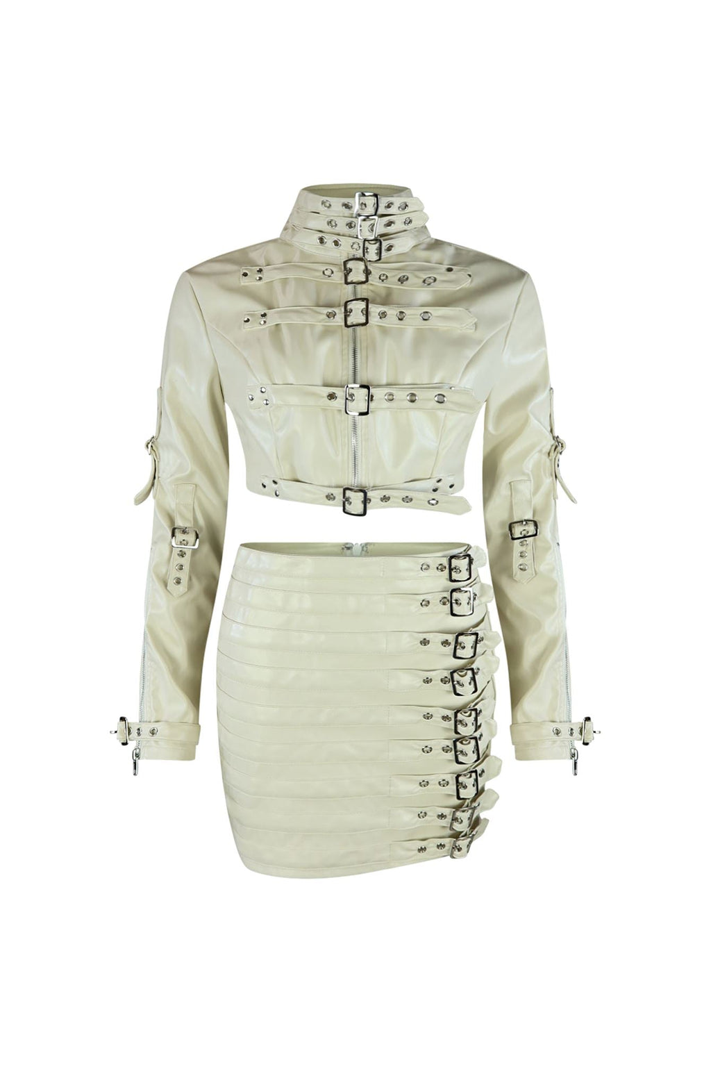 Show Off Buckled Belted Jacket & Skirt Set