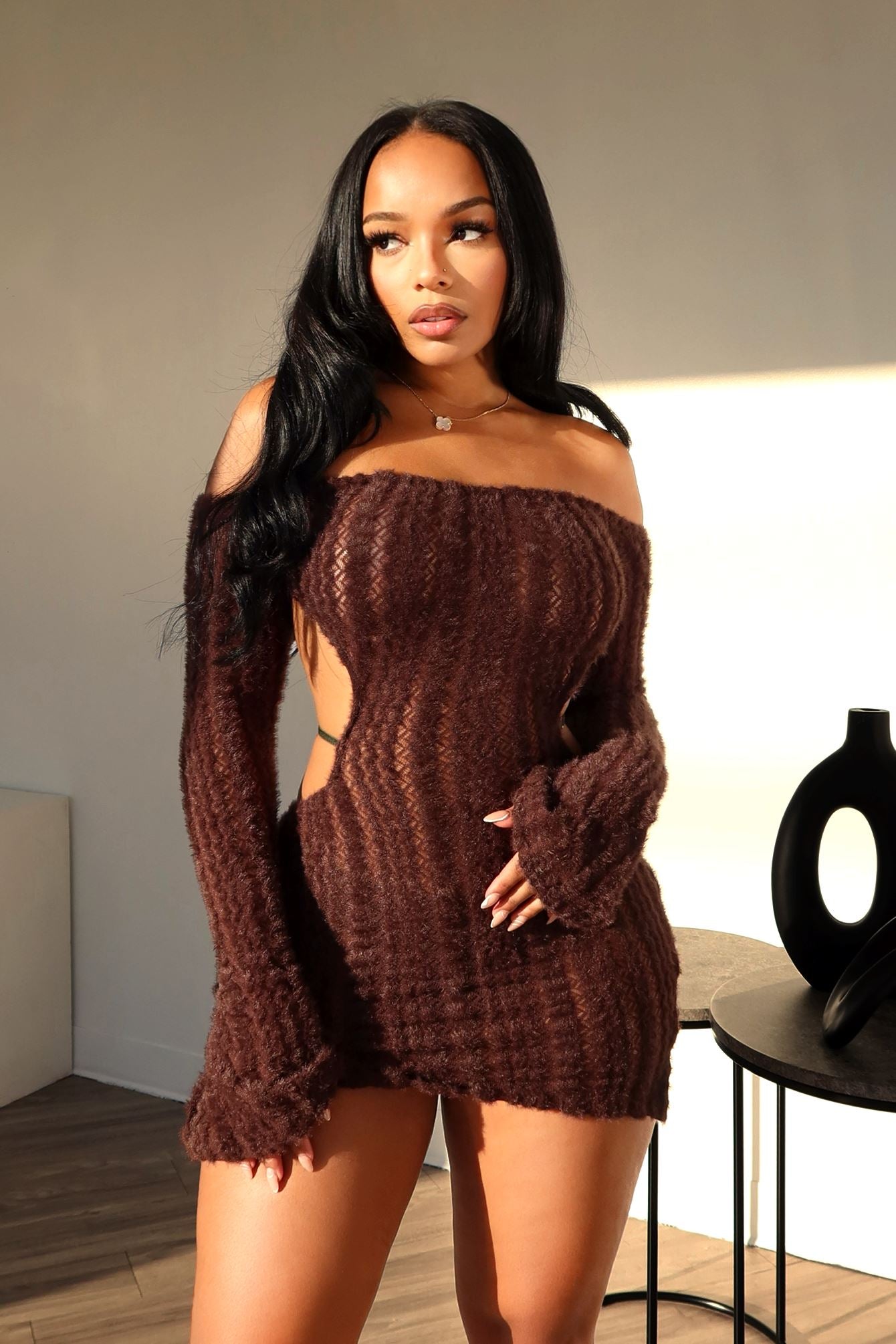 No Options Fuzzy Mini Dress