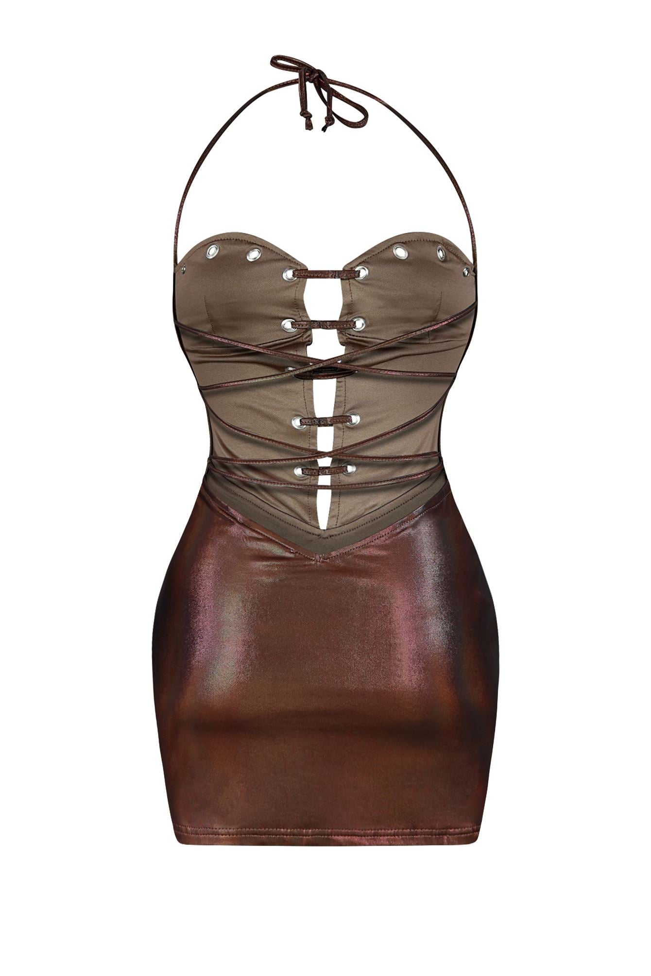 Sofia Eyelet Lace Up Mini Dress