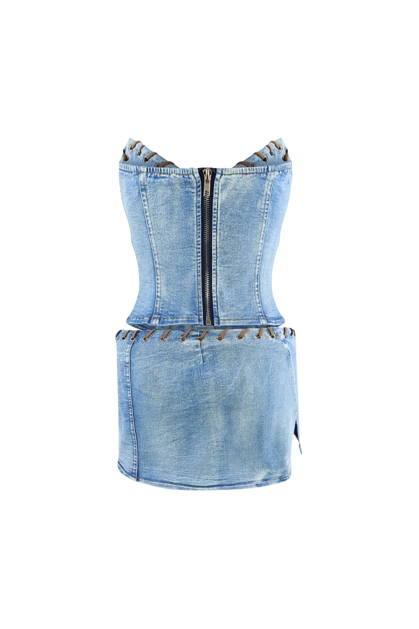 Color Of The Wind Denim Top & Skirt SET