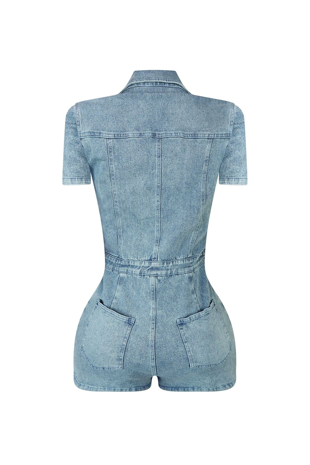 Same Page Collared Denim Romper