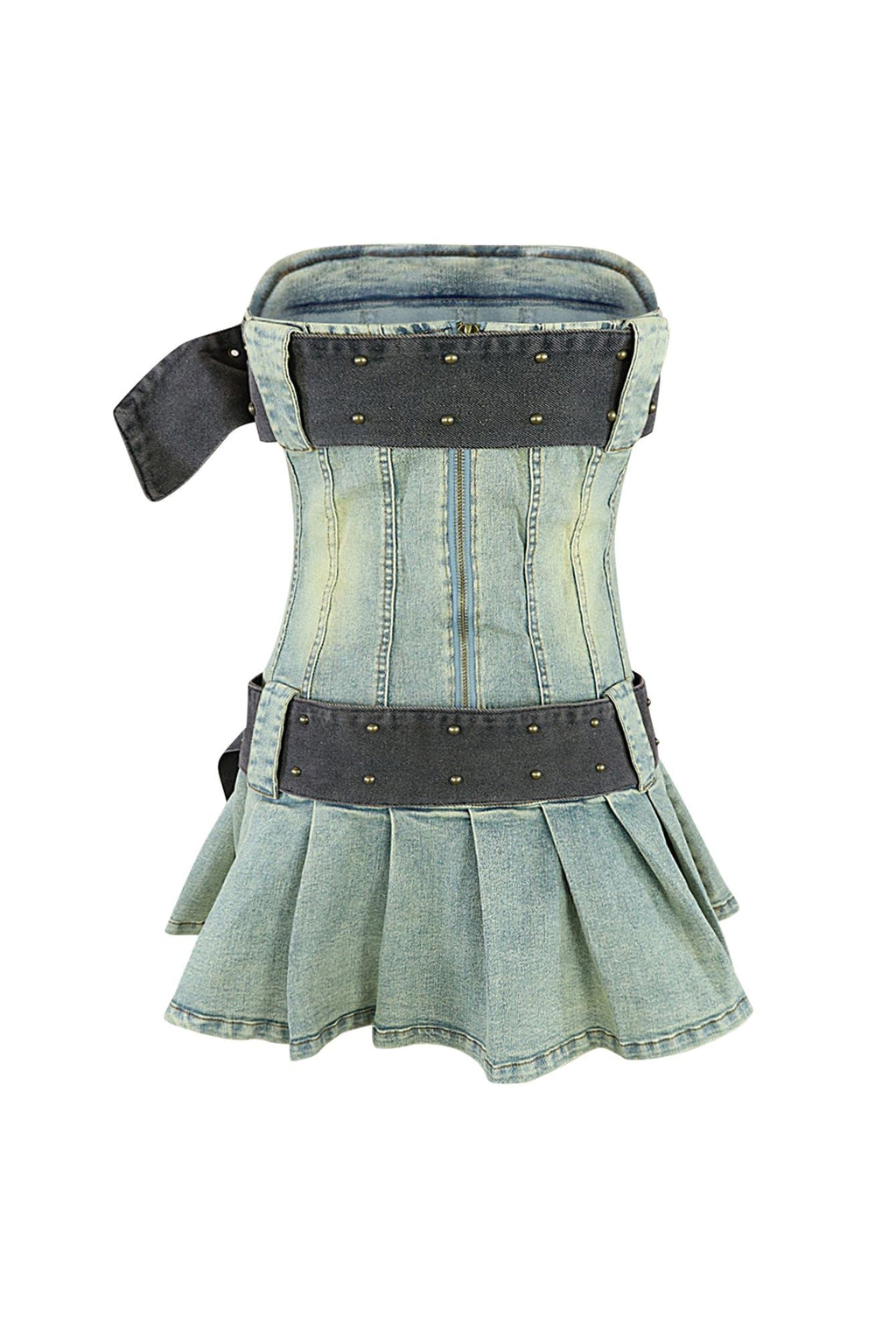 Vintage Chocolate Washed Denim Micro Dress