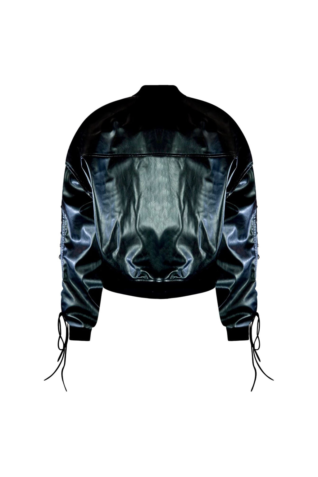Heartbeat Faux Leather Bomber Jacket