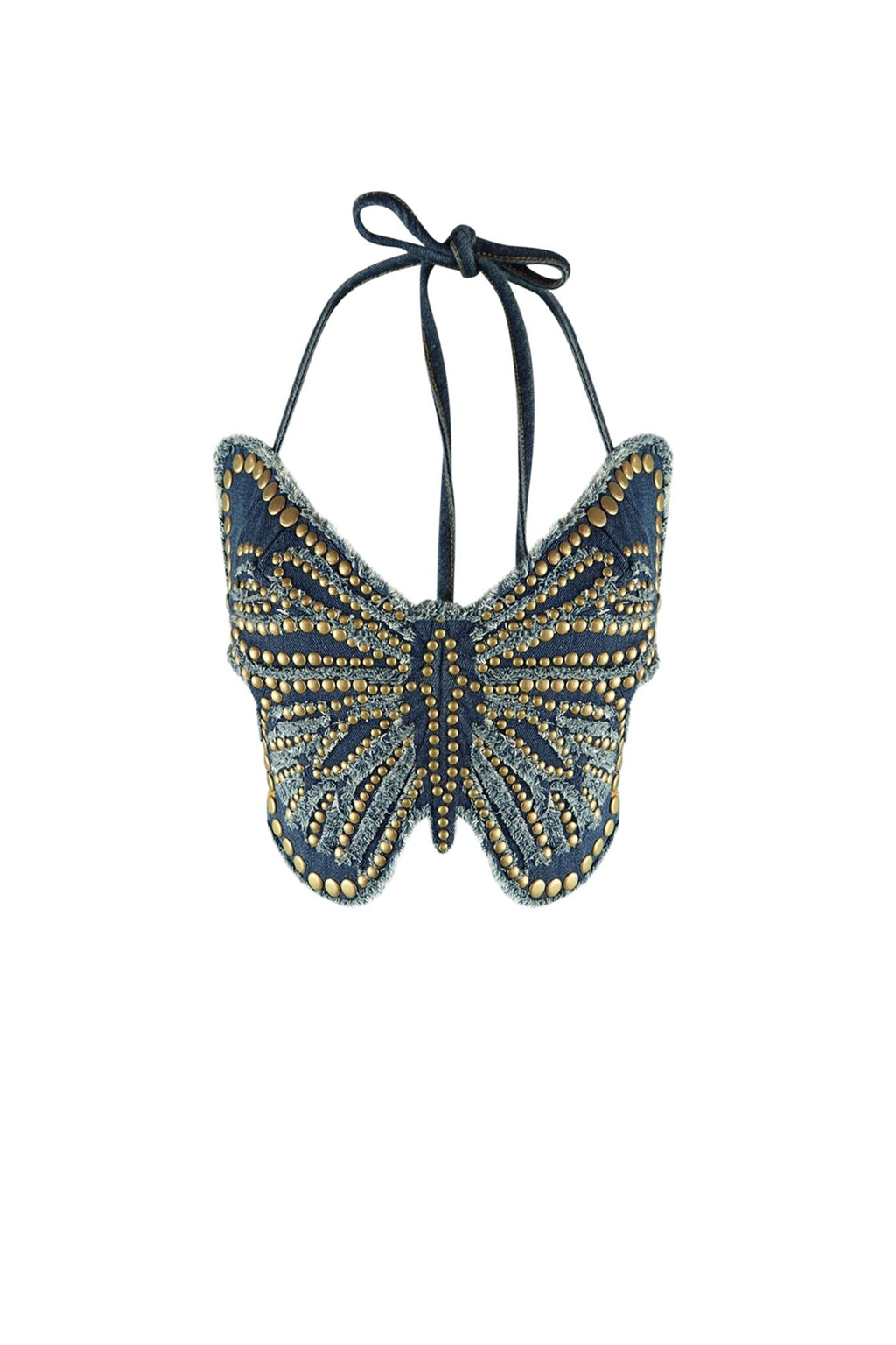 Golden Spring Butterfly Denim Top