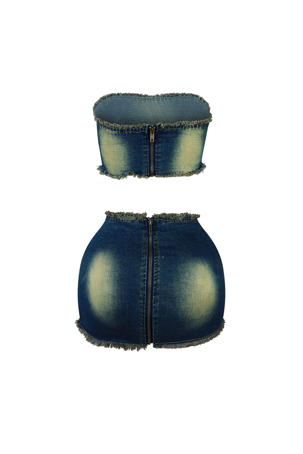 Match Made Vintage Washed Belted Tube Top & Skirt SET