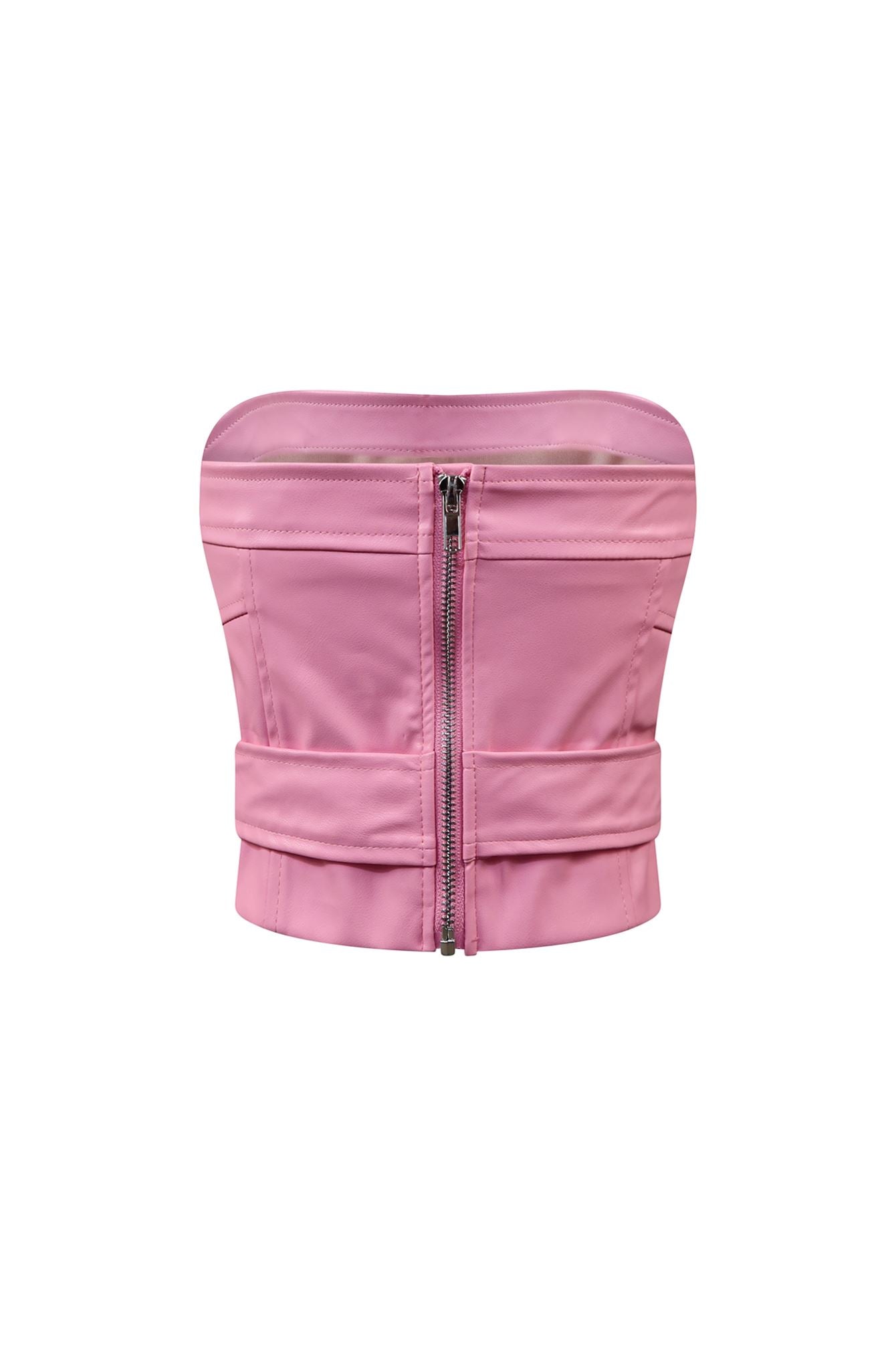 Only My Way Belted Tube PU Top